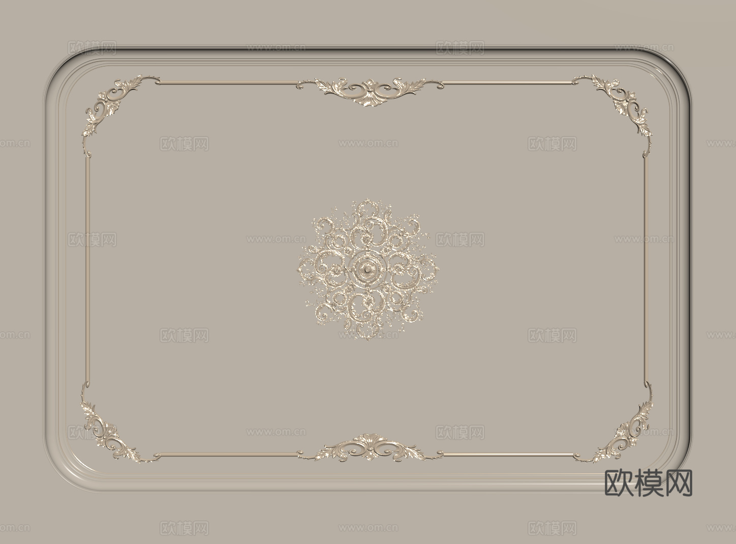 法式天花吊顶 石膏板吊顶 石膏线吊顶su模型下载（渲染图2）