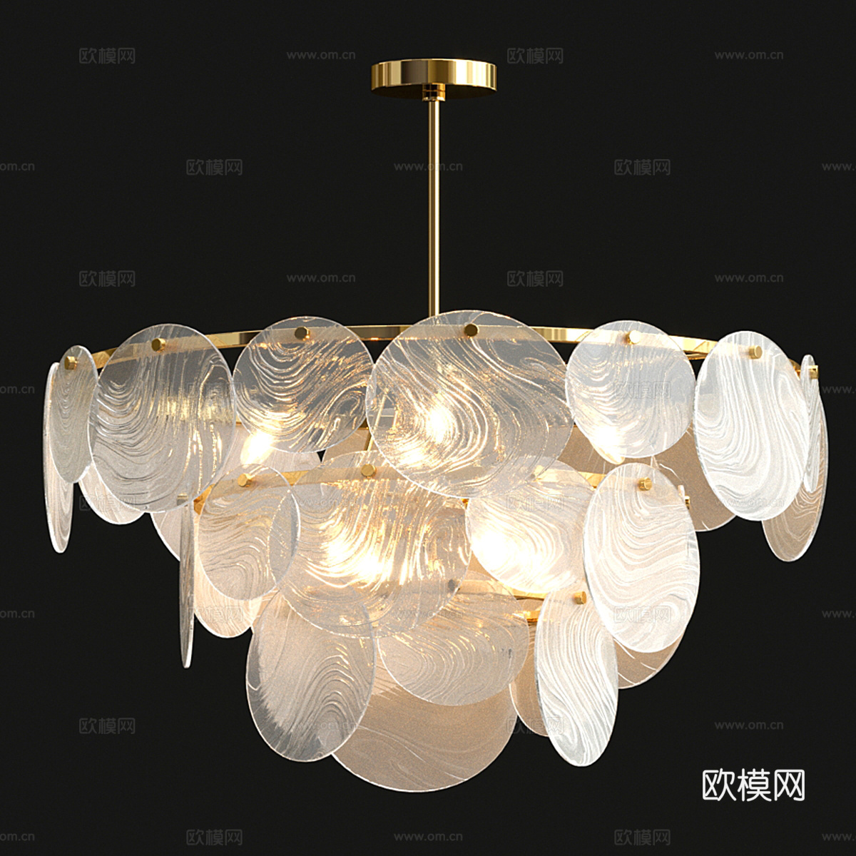 Lamp意式轻奢吊灯 大厅吊灯 卧室吊灯 多层吊灯 玻璃吊灯su模型