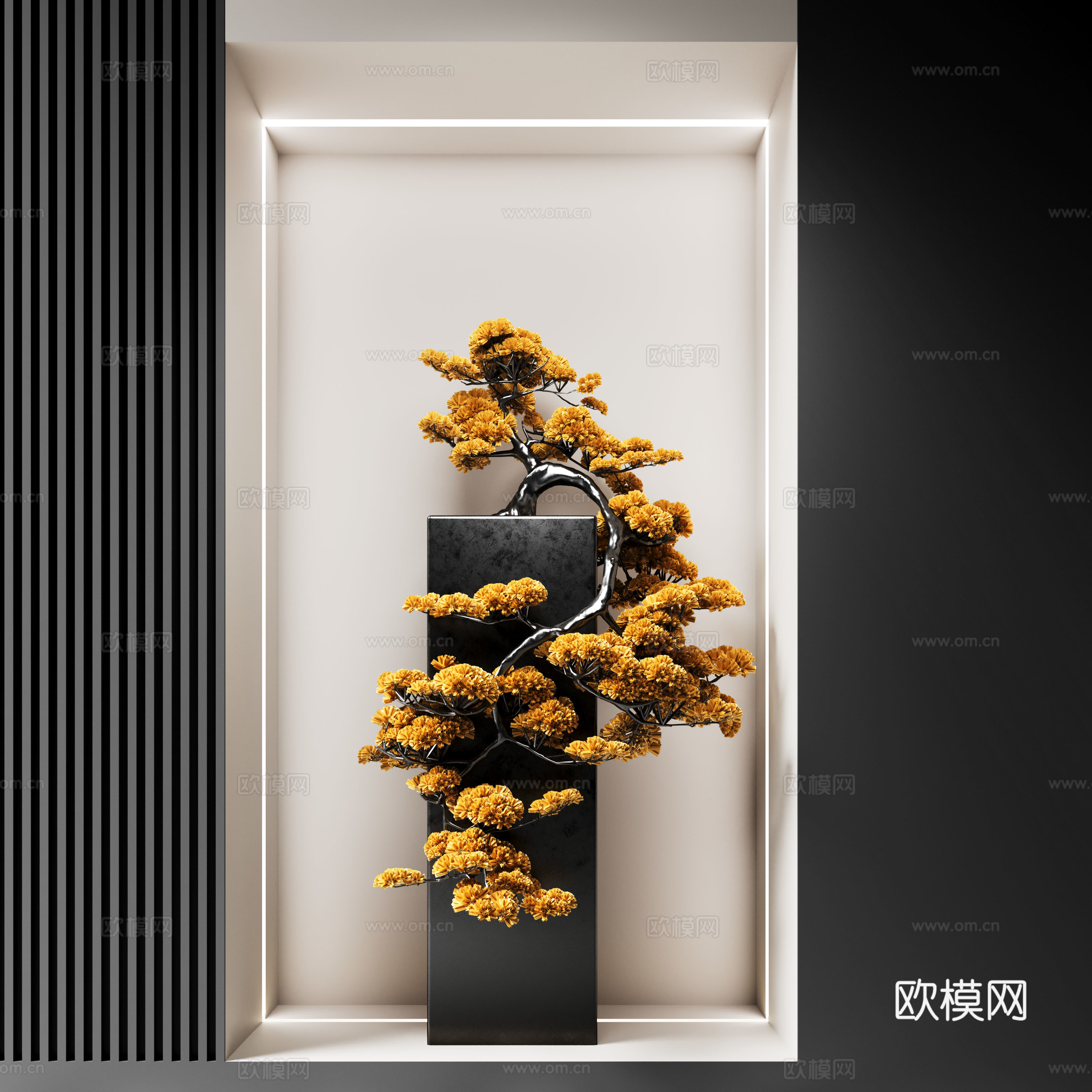 新中式雕塑装置 工艺品落地摆件 金属雕塑3d模型