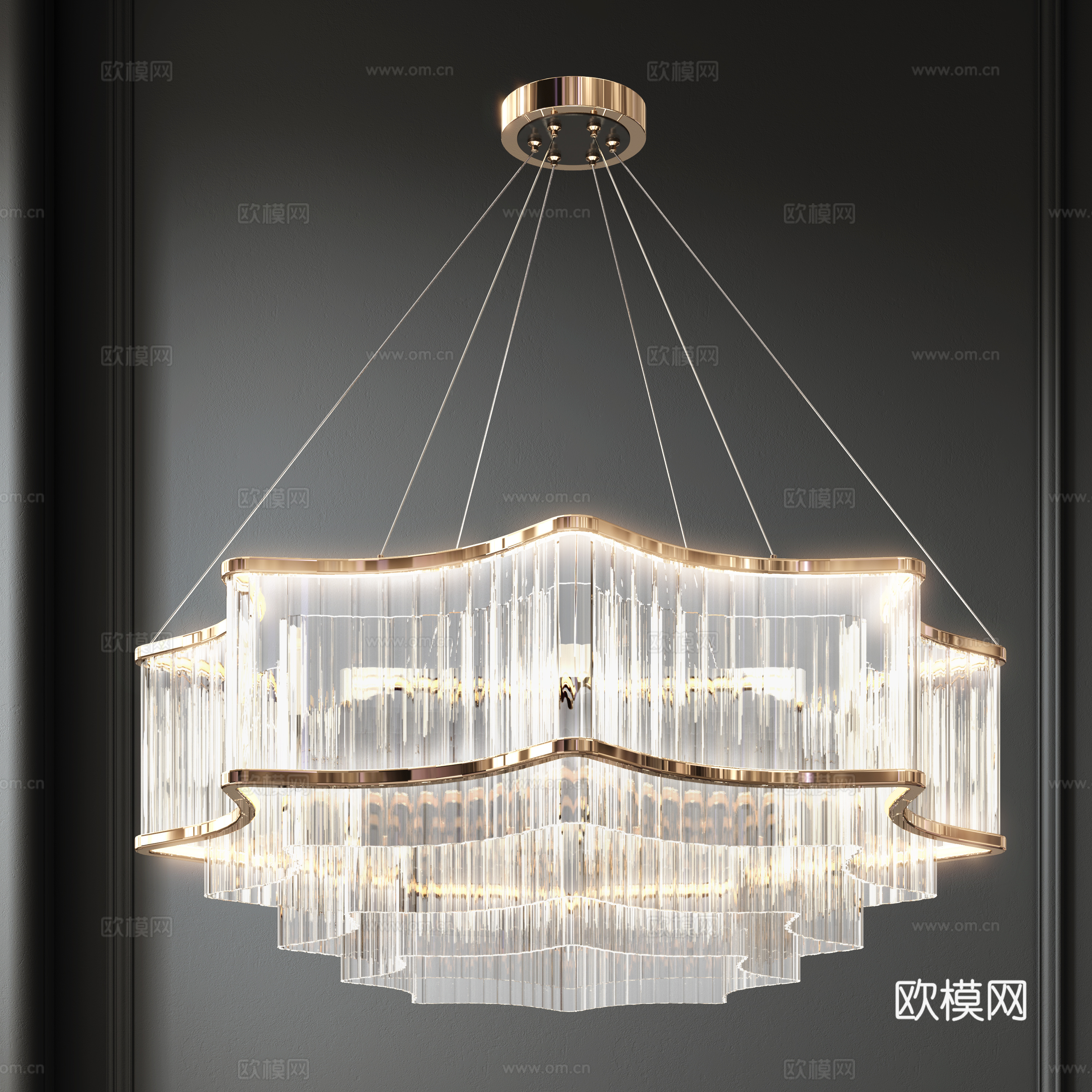 新中式水晶吊灯 客厅吊灯 卧室吊灯 多层吊灯 餐厅吊灯 艺术su模型