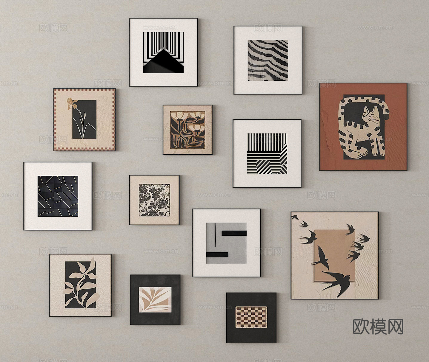 挂画 装饰画 客厅挂画 照片墙 相框3d模型
