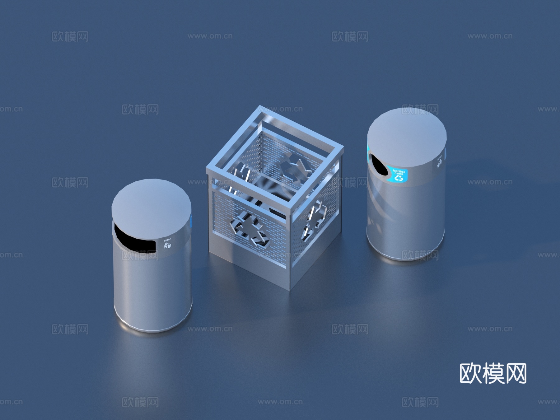 回收桶 垃圾桶 小品3d模型