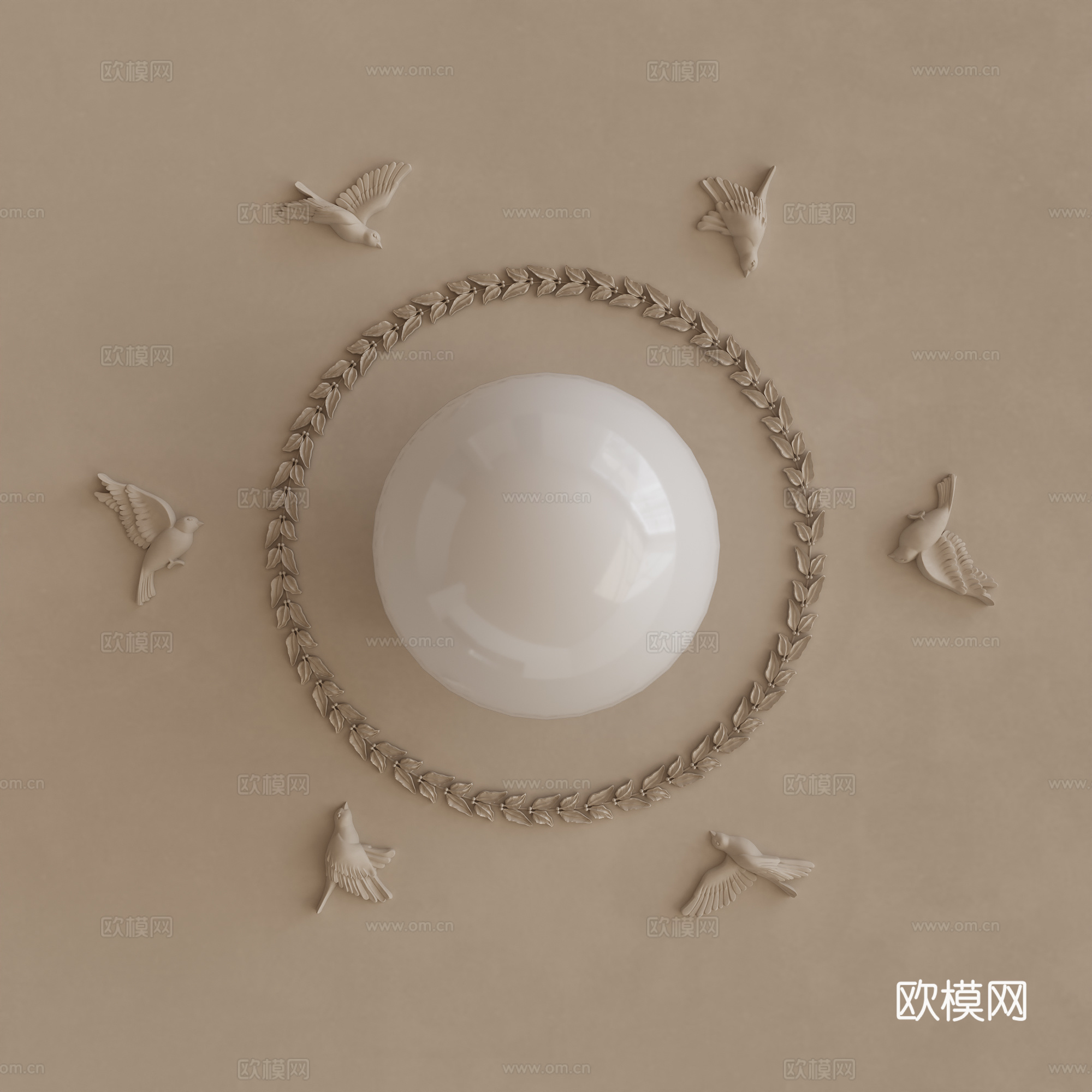 法式灯盘鸽子雕花3d模型