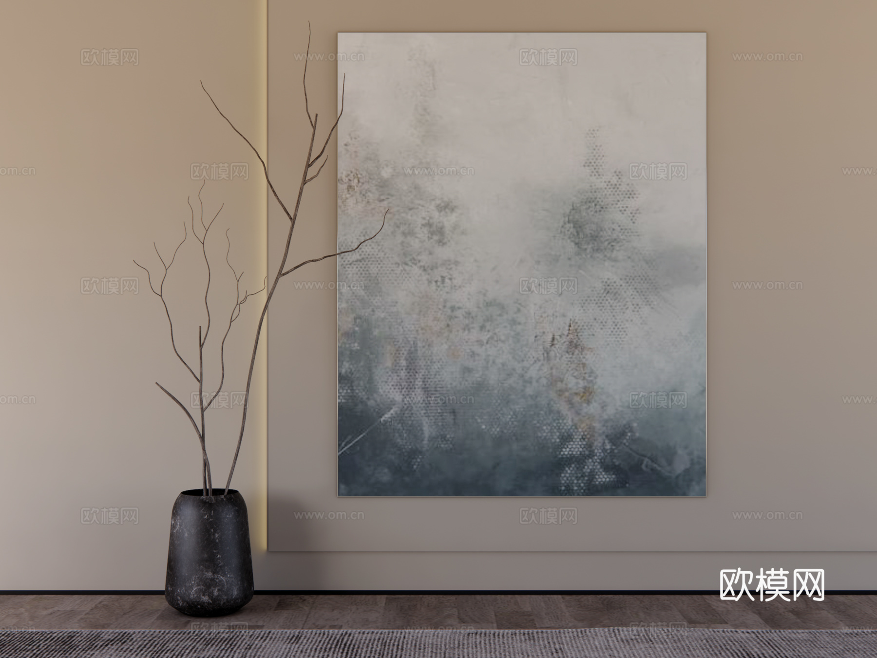 侘寂高级感挂画su模型