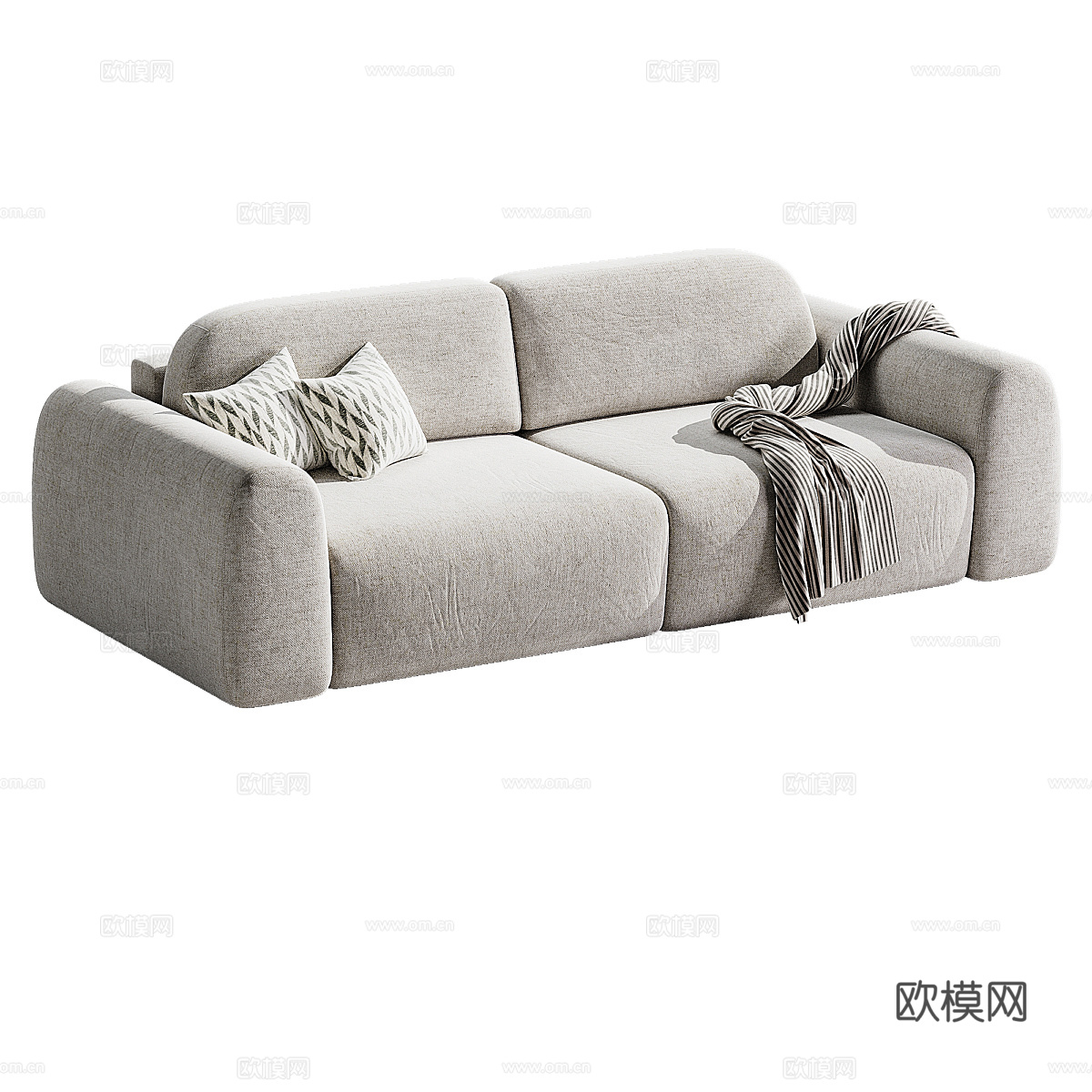 现代意式布艺休闲沙发3d模型