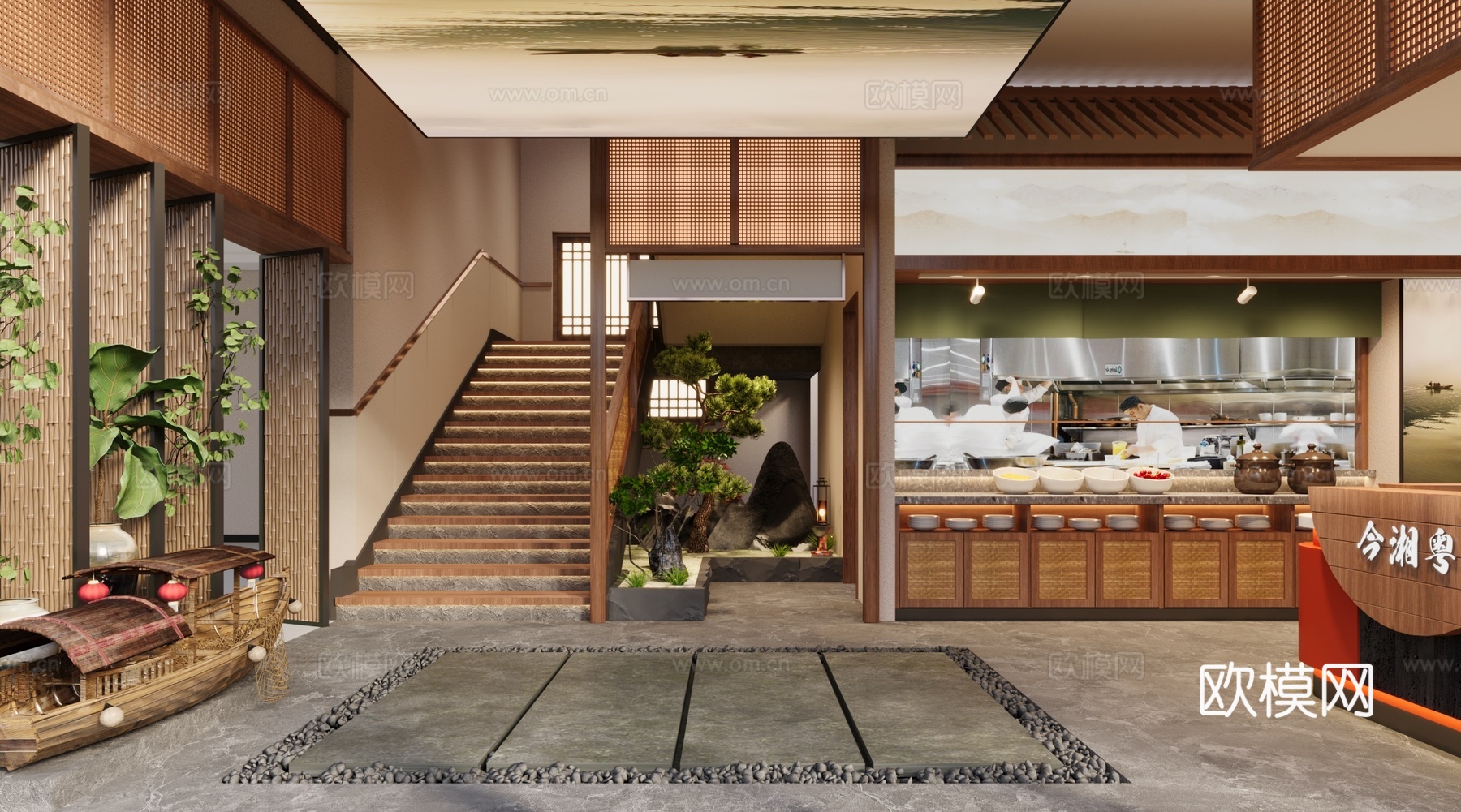 餐厅 明档 门厅3d模型
