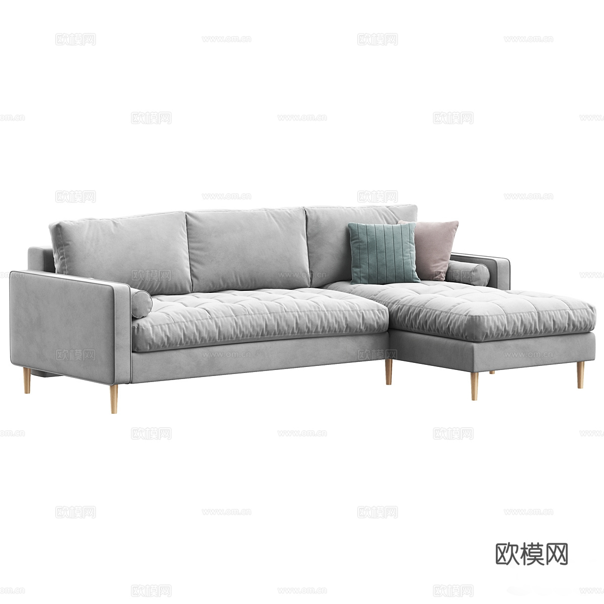现代北欧布艺转角沙发3d模型
