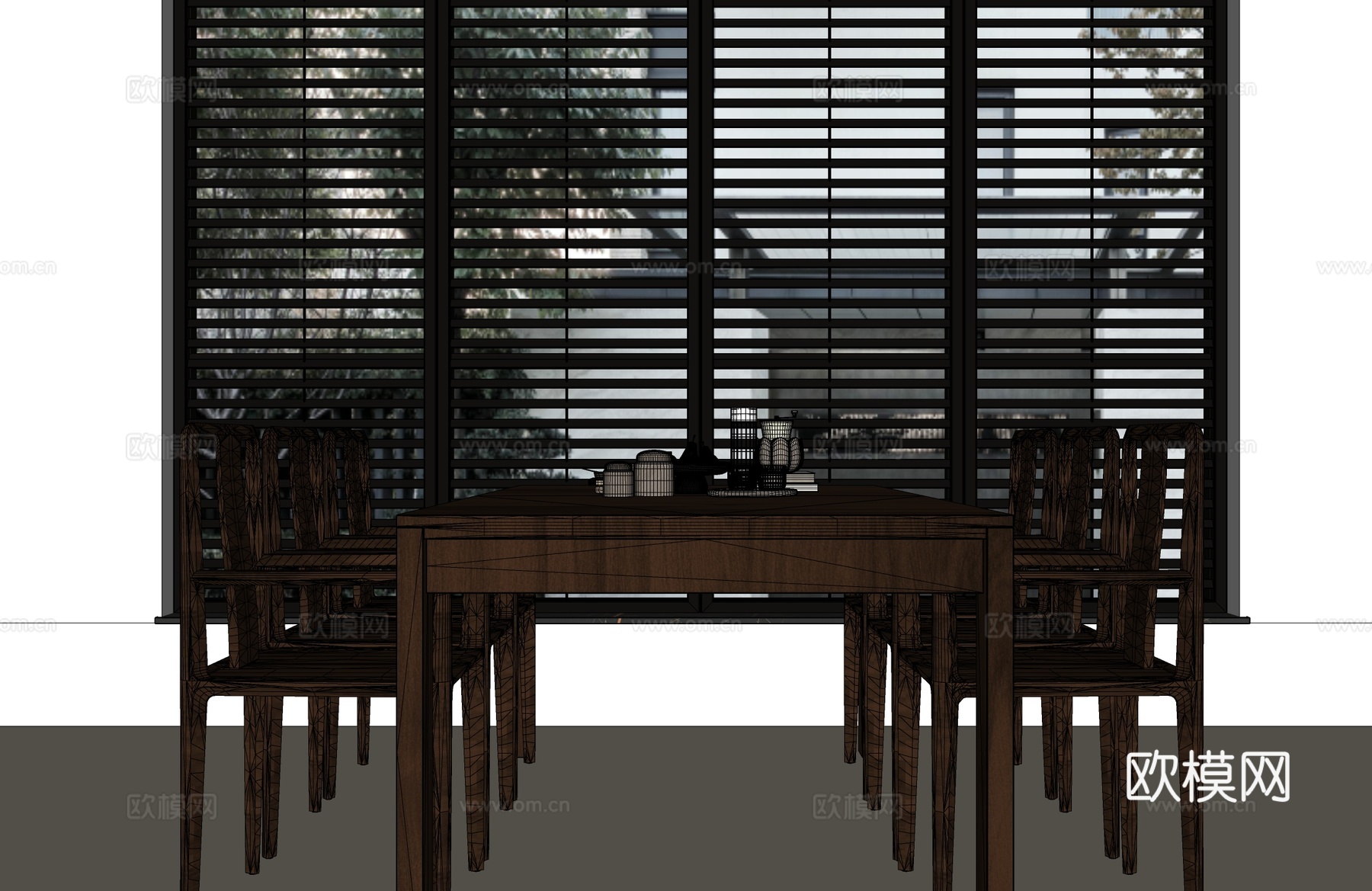 宋氏餐桌椅 新中式餐桌椅su模型
