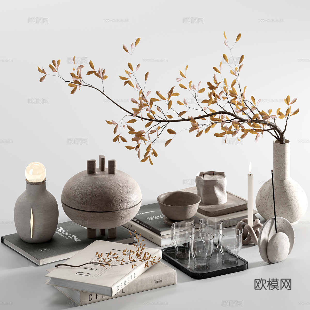 新中式饰品摆件组合3d模型