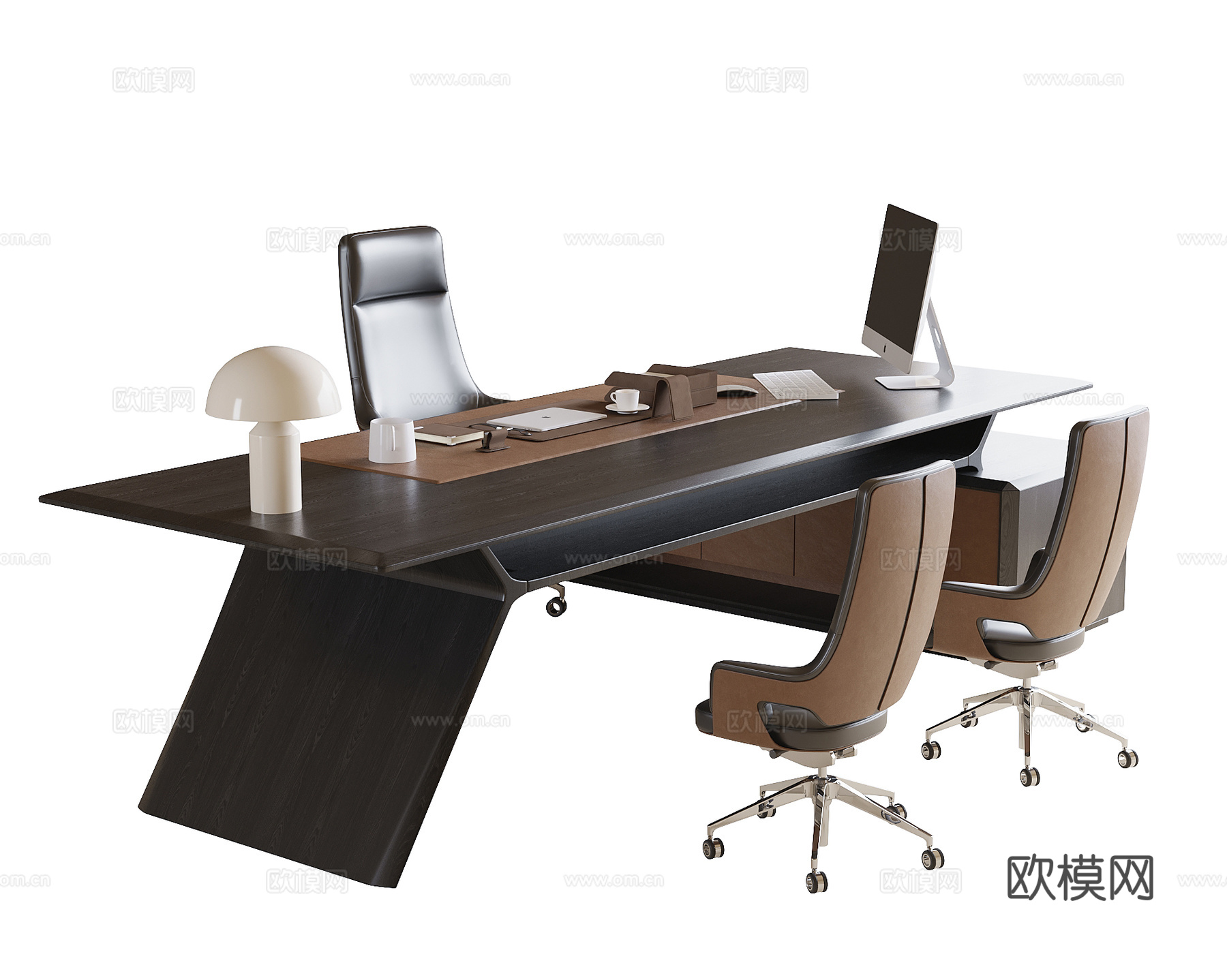 现代老板办公桌椅 办公椅 班台桌椅3d模型