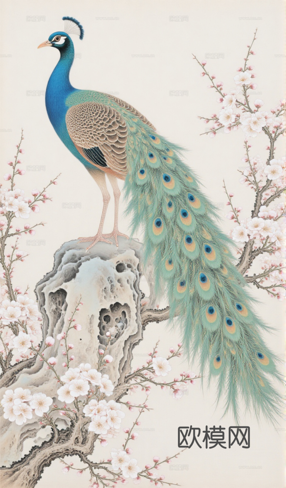 中式工笔画 挂画 装饰画 孔雀画