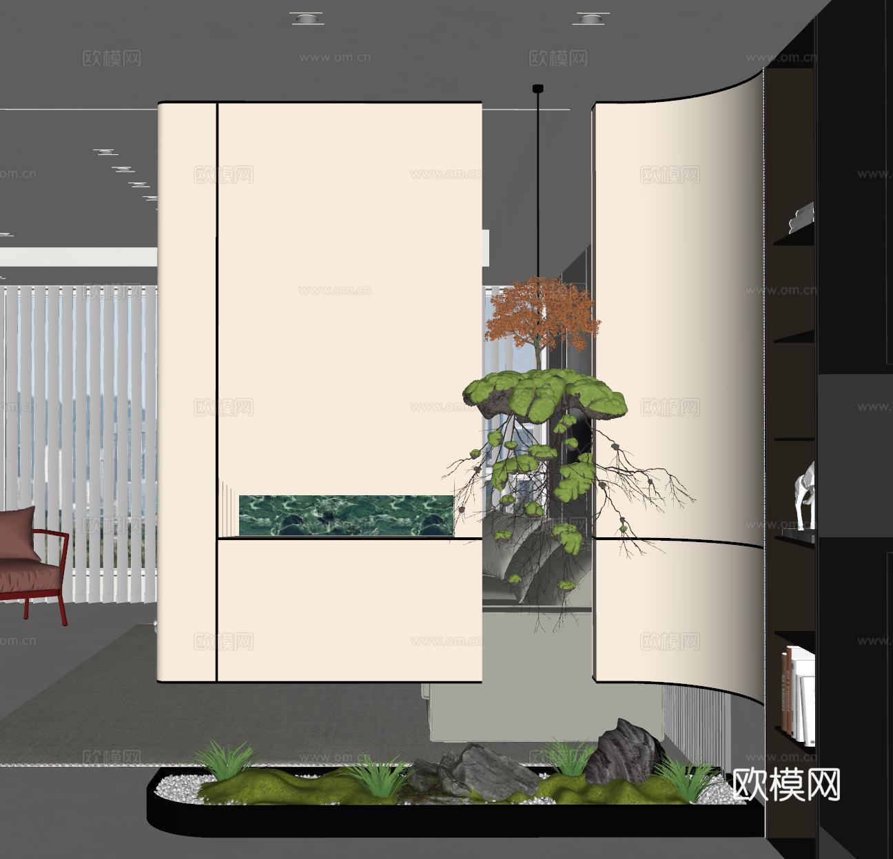 现代玄关过道 装饰性玄关 玄关隔断 入户玄关 门厅su模型