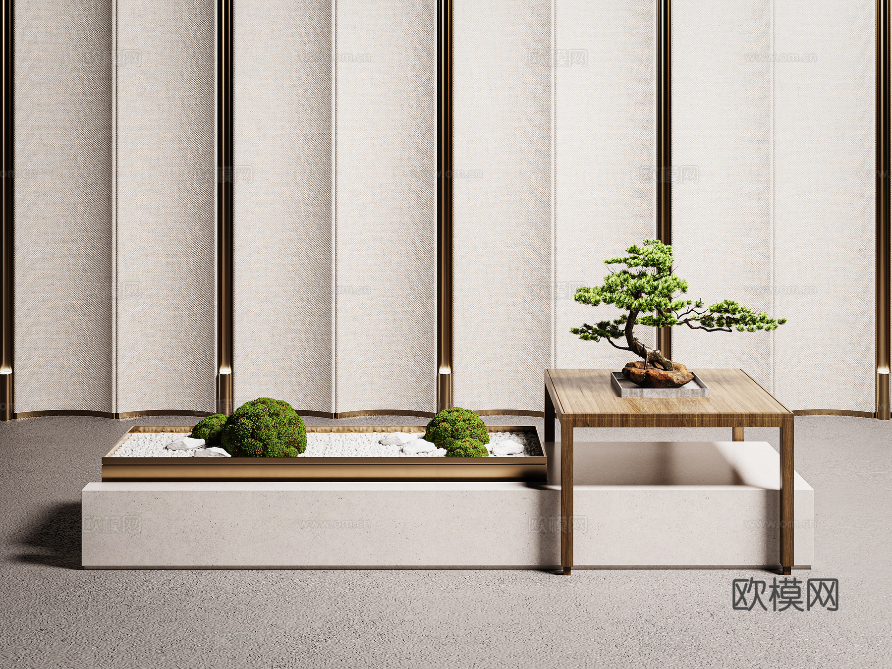 新中式室内景观  室内造景 景观小品3d模型