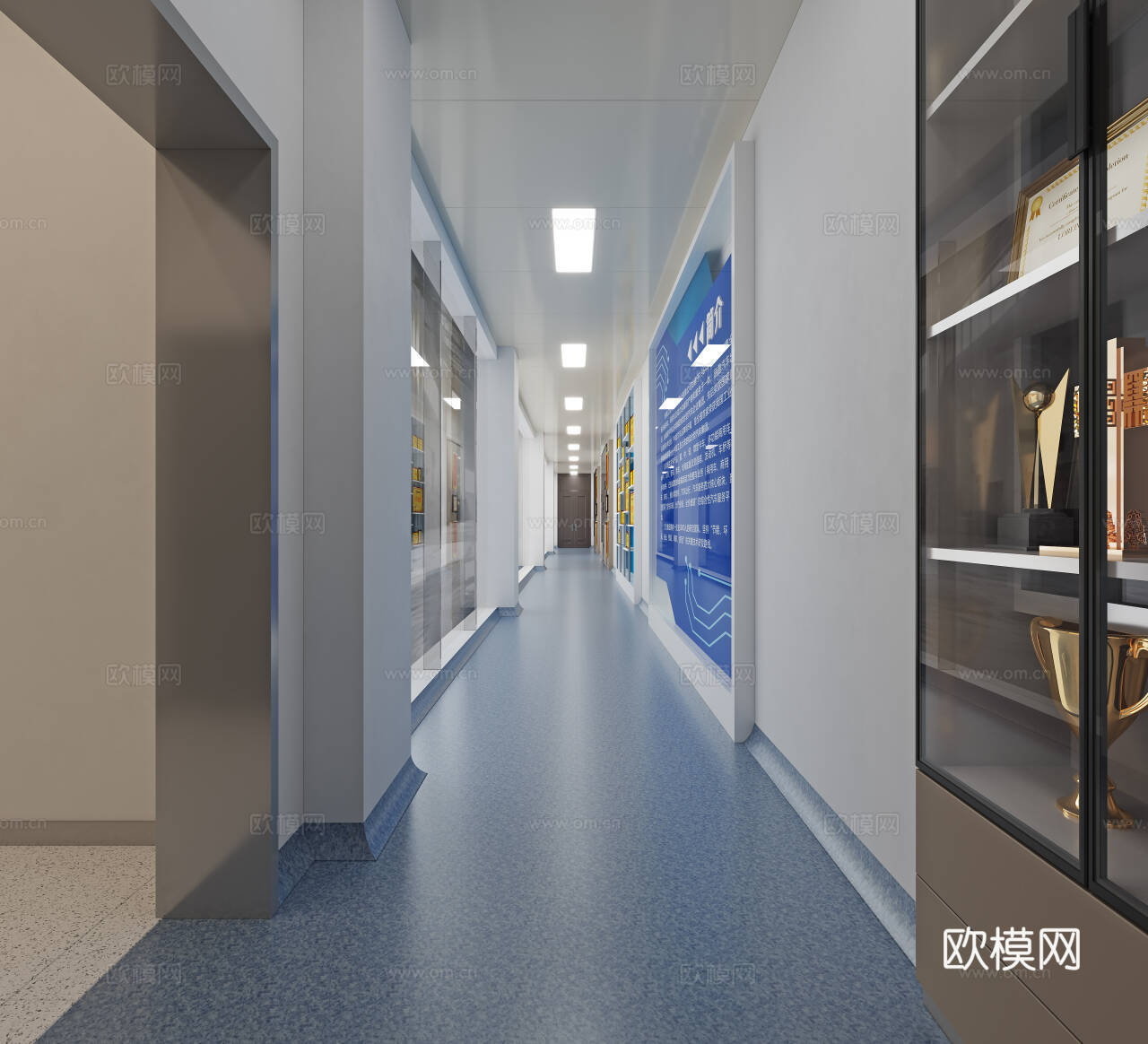 过道 文化墙3d模型