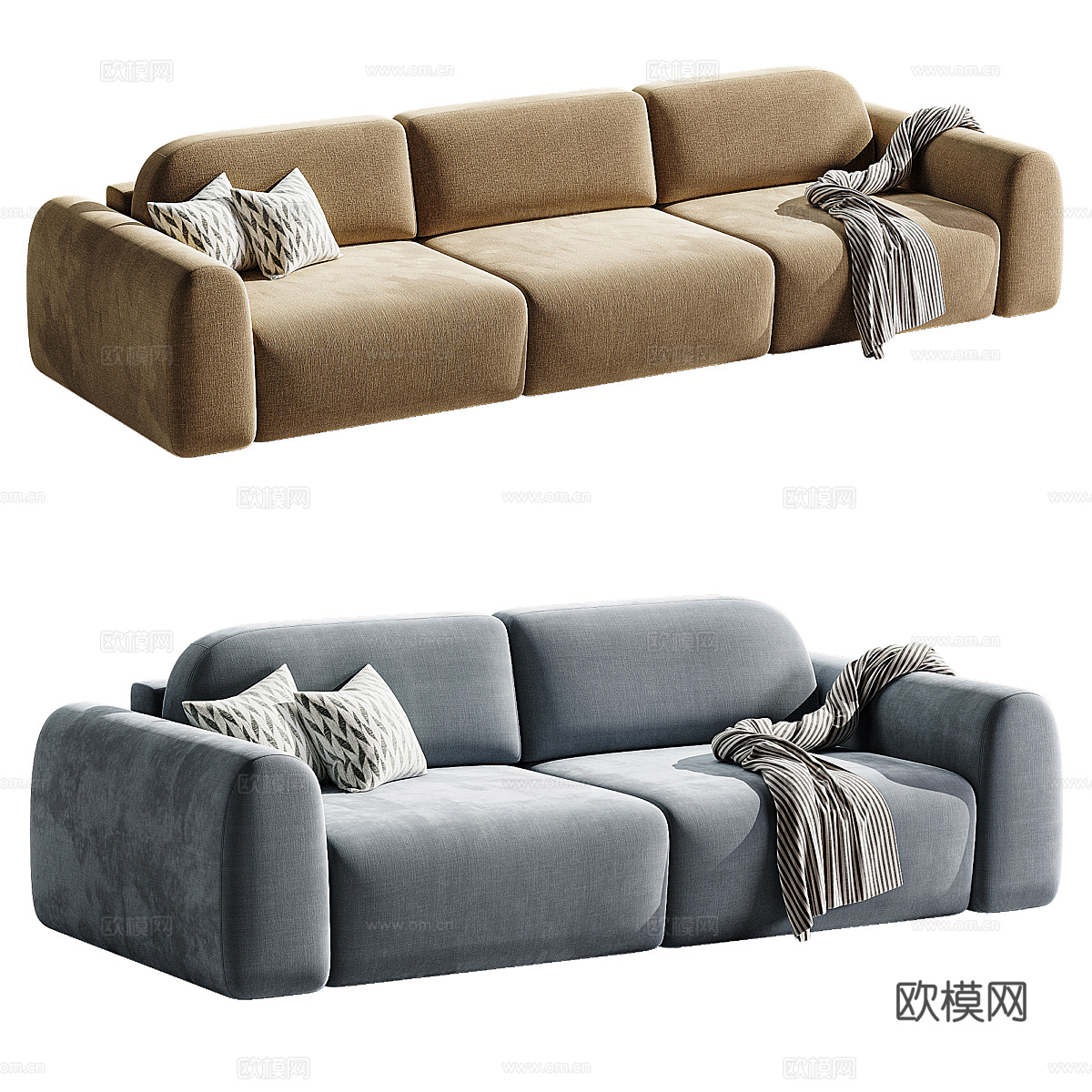 现代意式布艺休闲沙发3d模型