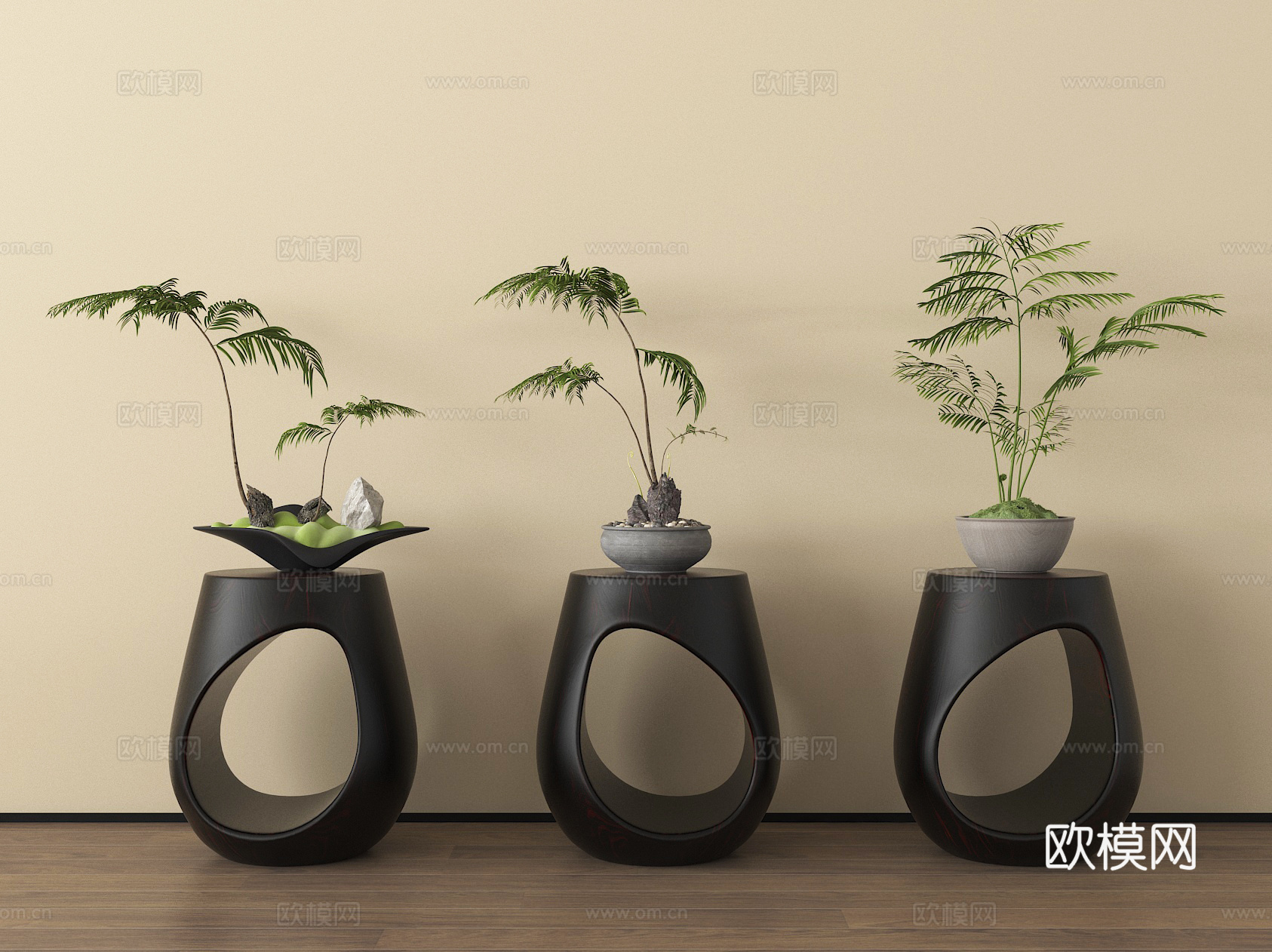 盆景 盆栽 绿植 植物 花几3d模型