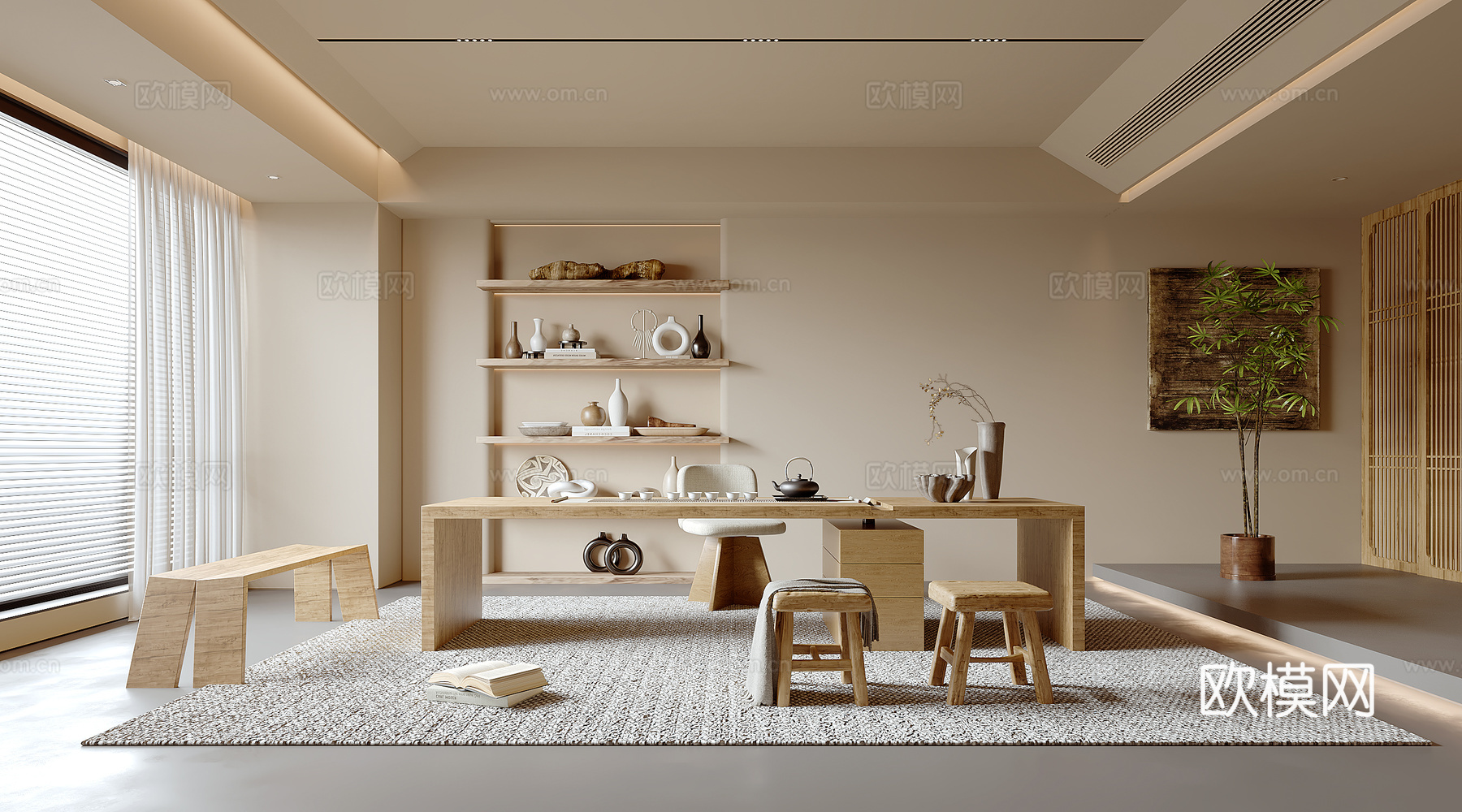 原木风茶室3d模型