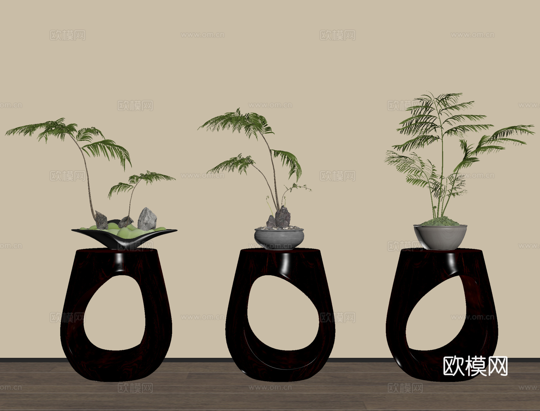 盆景 盆栽 绿植 植物 花几su模型