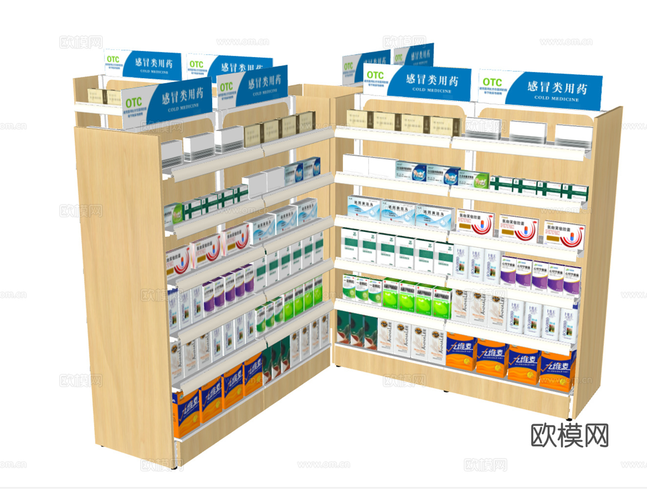 货架 展柜货架 药店货架 药品 药品陈列架 药房su模型