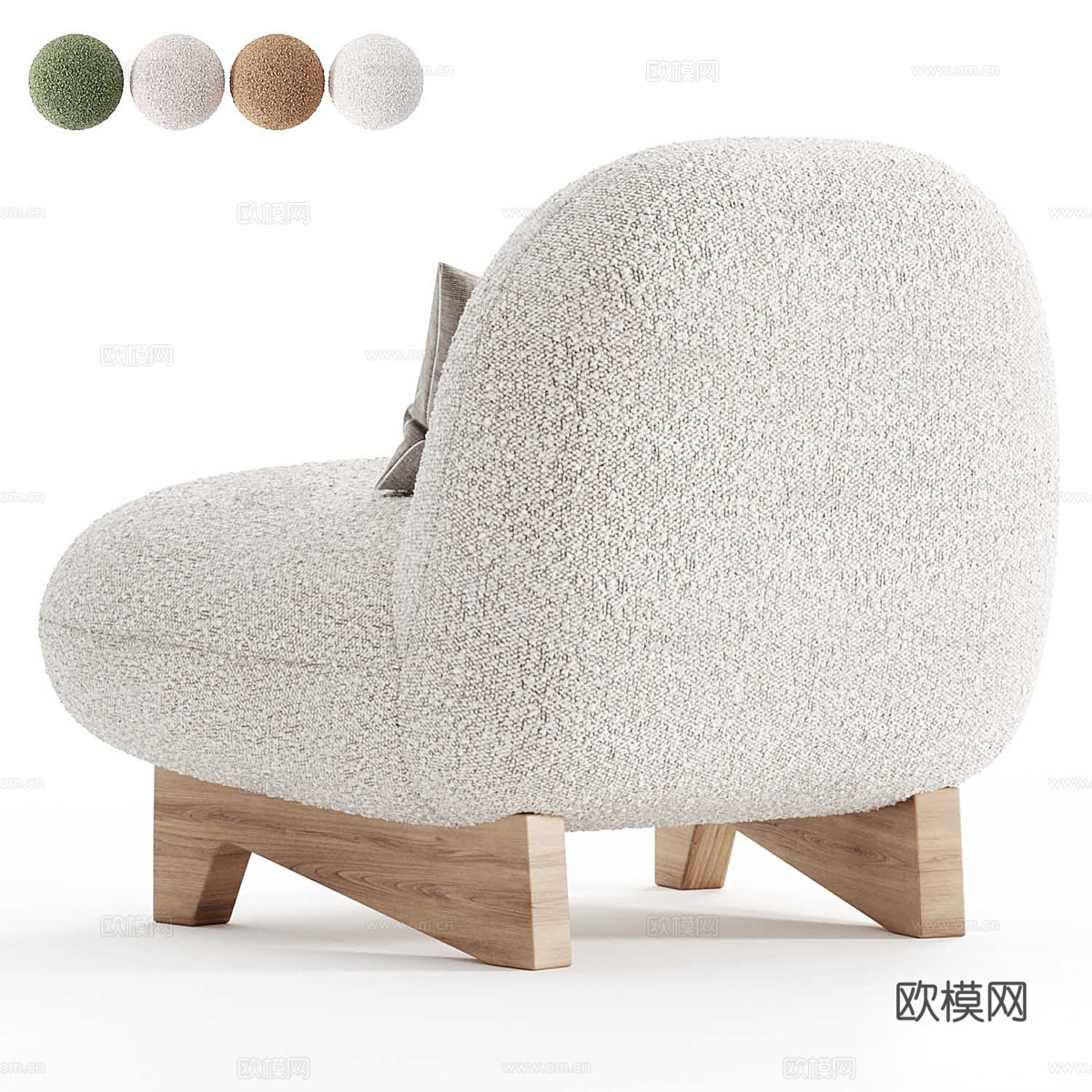 现代奶油风布艺沙发椅3d模型