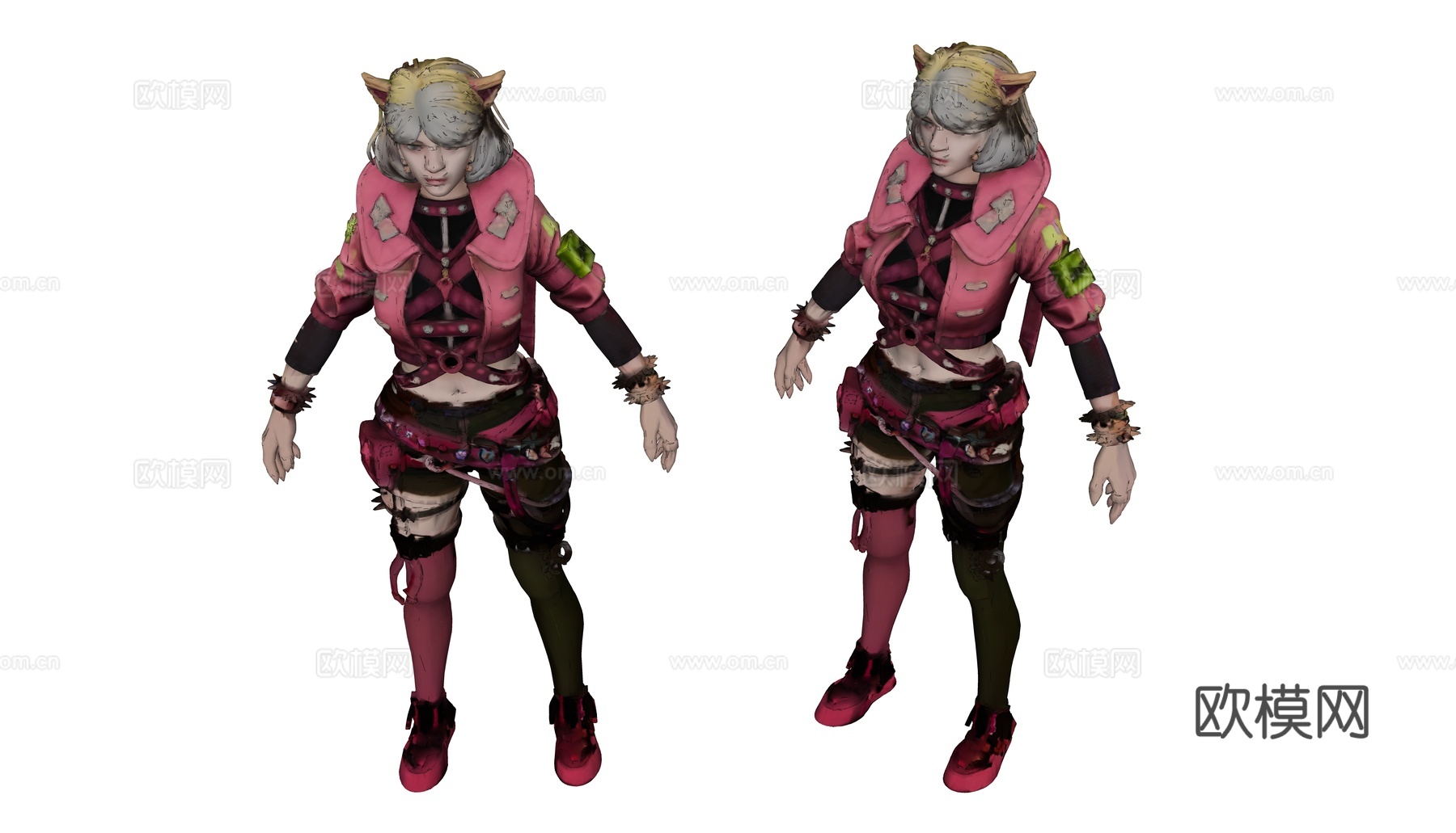 穿粉色夹克的女战士su模型