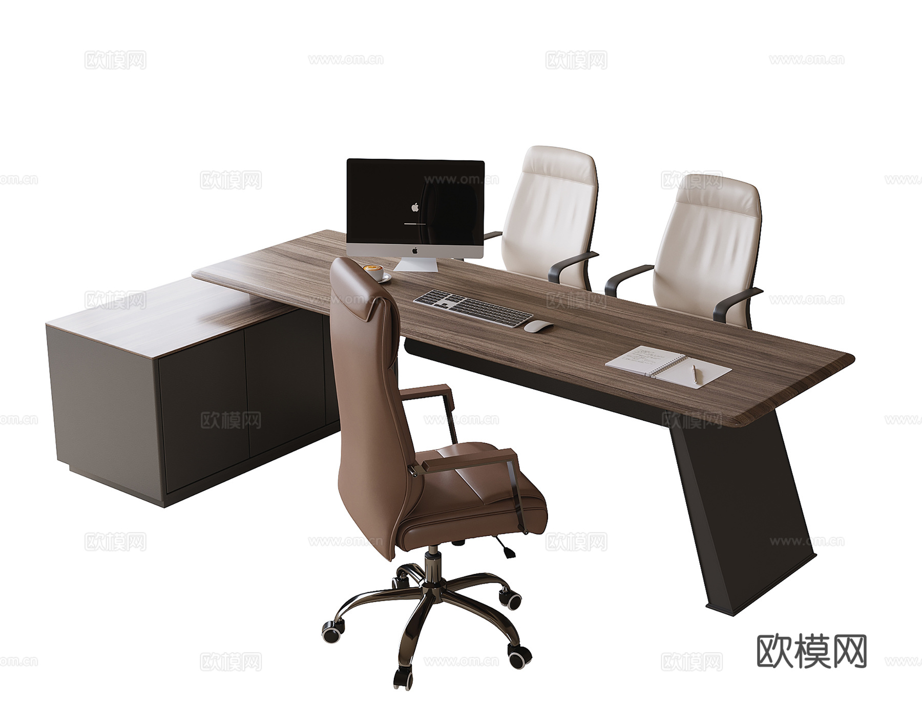 现代老板办公桌椅 办公椅 班台桌椅3d模型