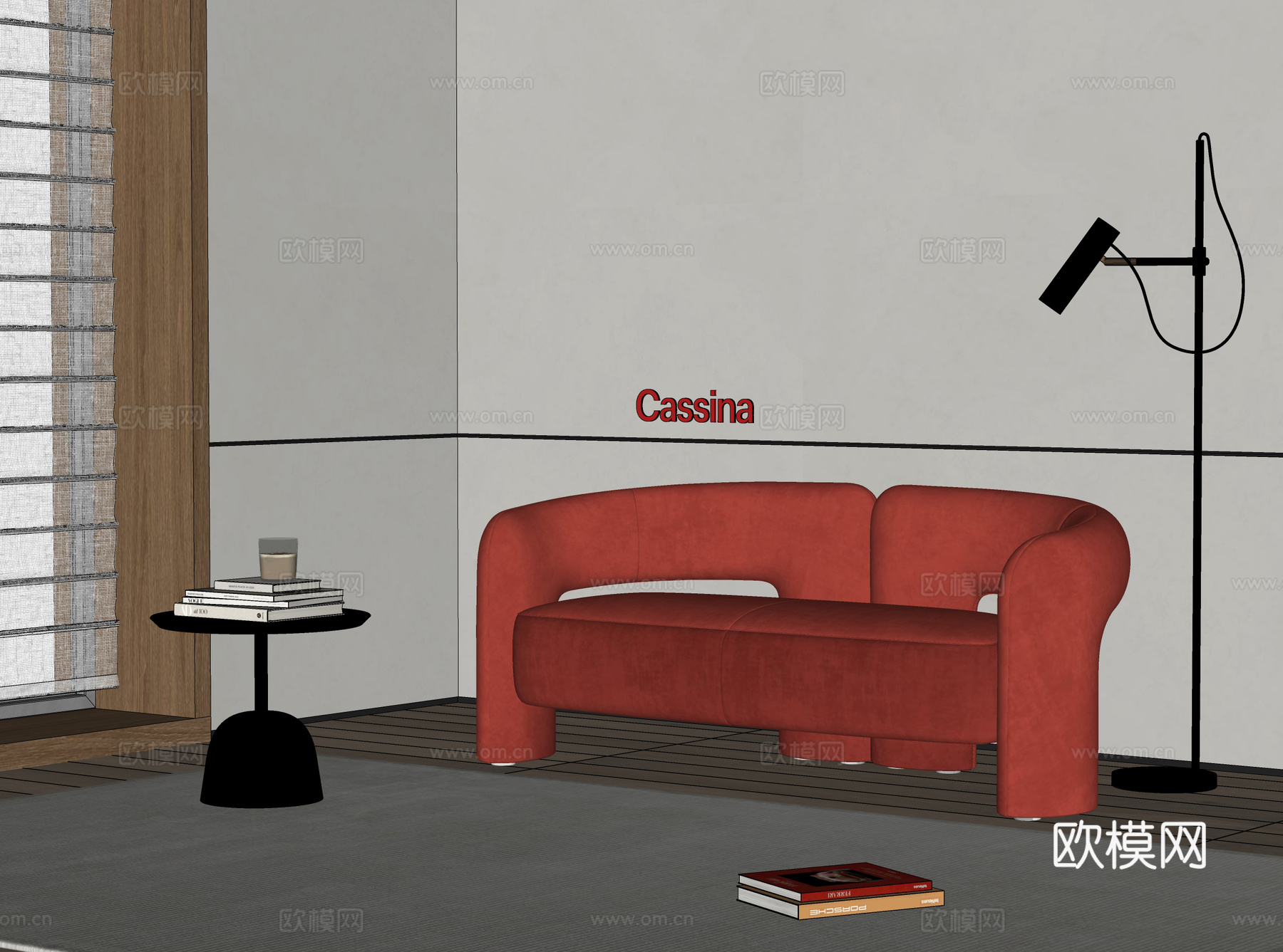 Cassina Dudet 现代双人沙发 布艺沙发 沙发长椅su模型