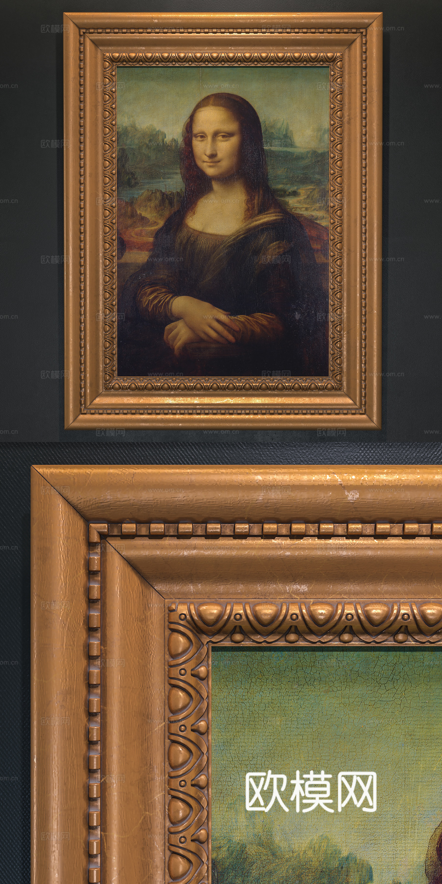 欧式古典蒙娜丽莎装饰挂画3d模型