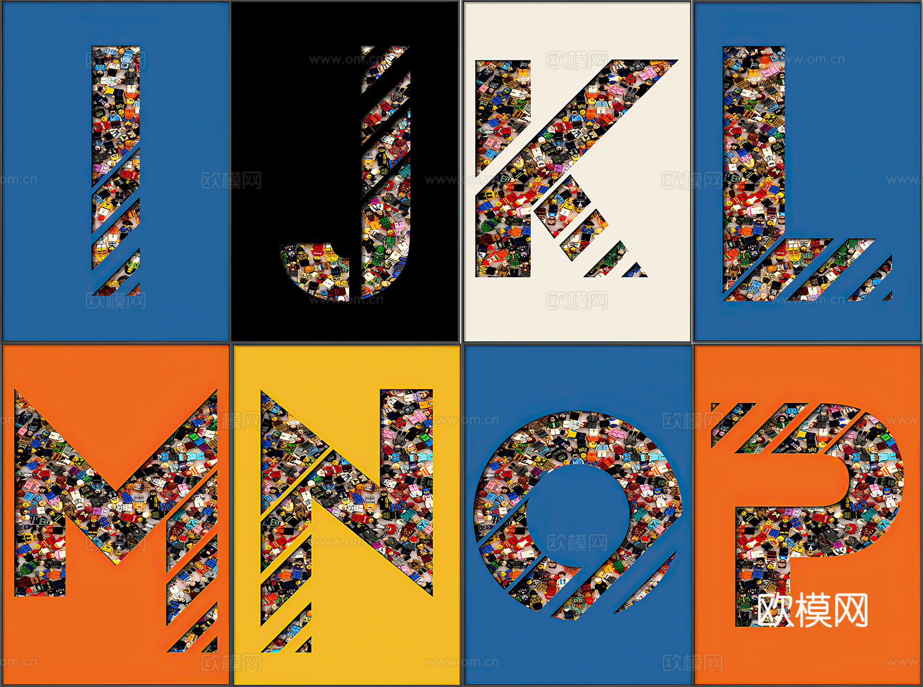 现代字母潮牌积木装饰画下载