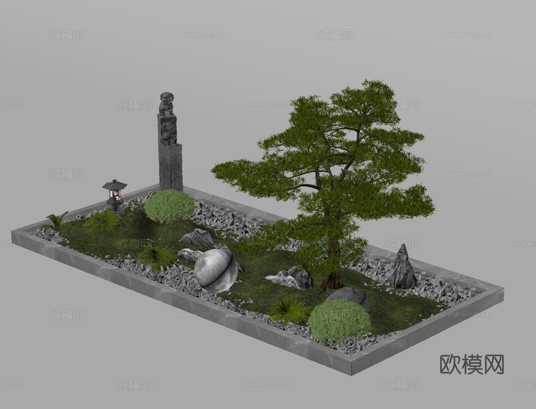 植物造景 松树造景 庭院小品 景观小品su模型