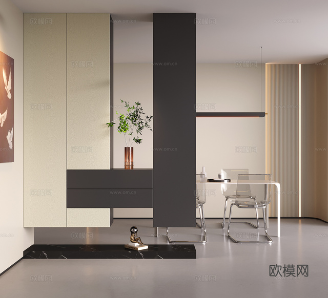 现代玄关鞋柜 隔断鞋柜 装饰鞋柜 功能性玄关 入户玄关3d模型下载