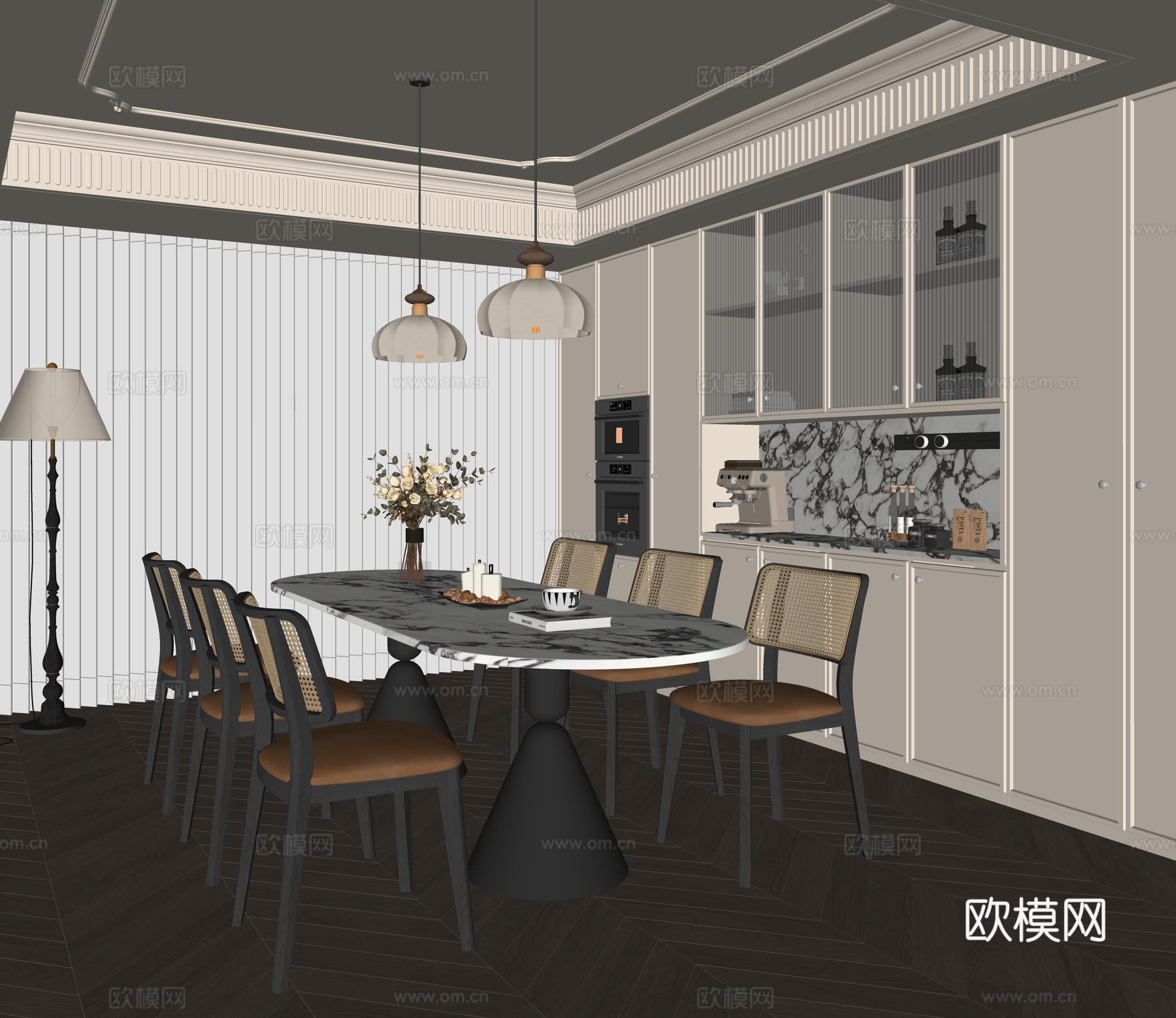 法式餐厅su模型
