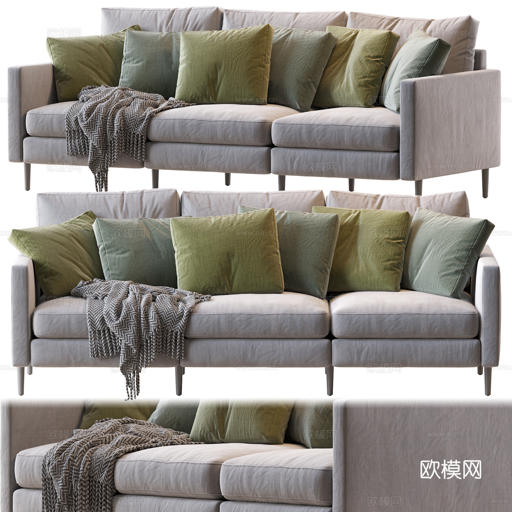 现代沙发 三人沙发 沙发3d模型