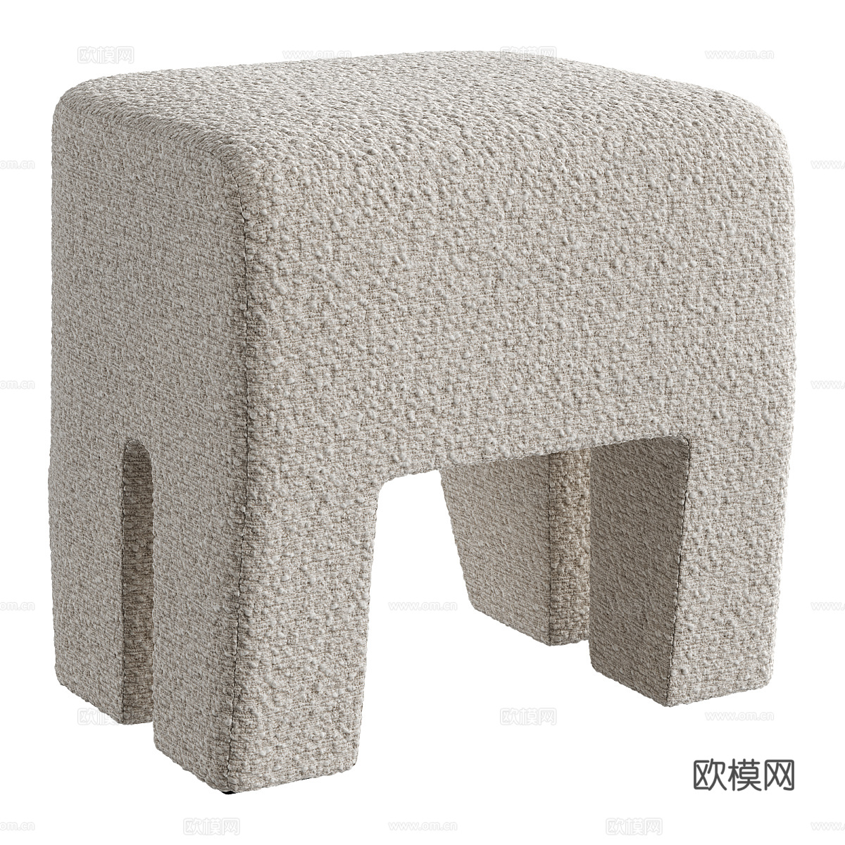 现代奶油风布艺凳子3d模型