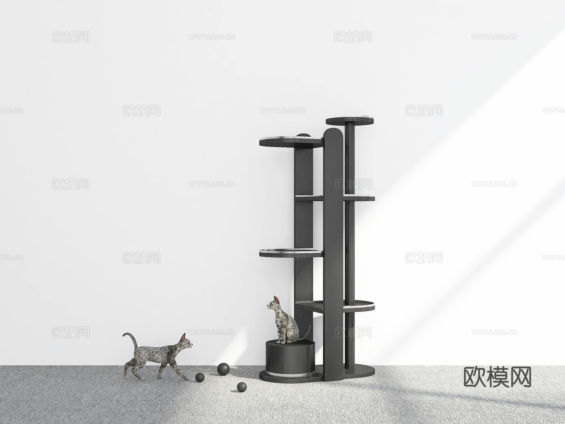 现代爬猫架3d模型