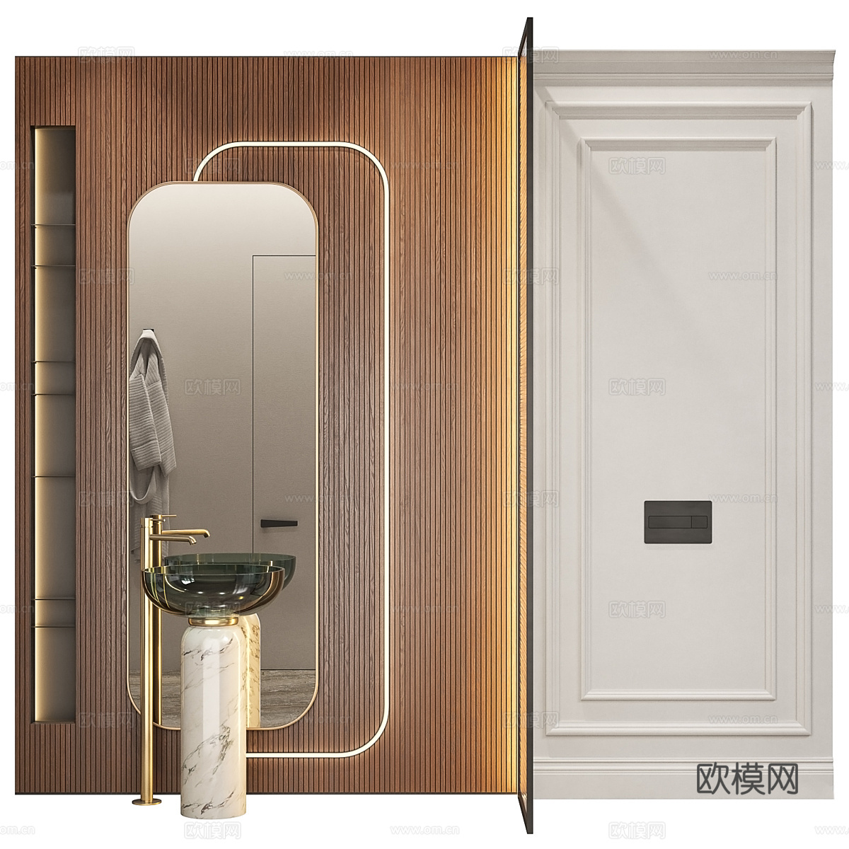 现代轻奢浴室洗手台 洗手盆 柱盆3d模型