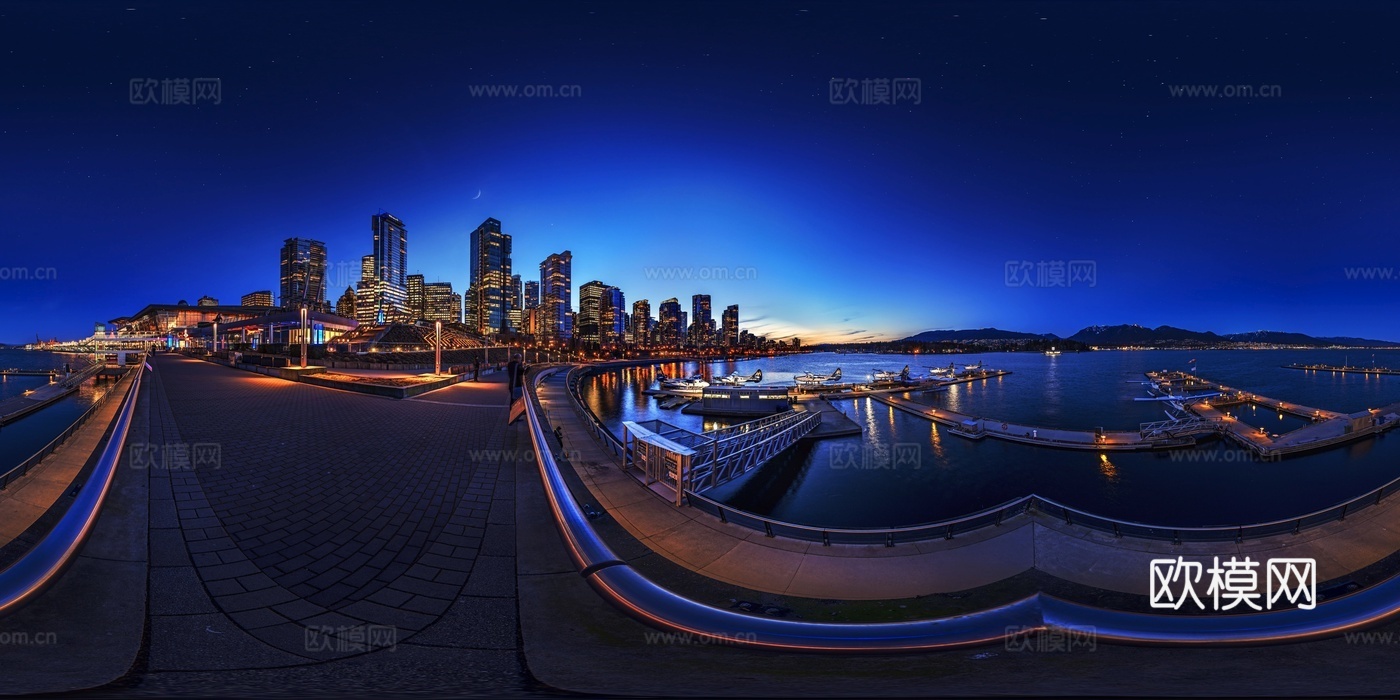 高清城市夜景城市黄昏鸟瞰HDR图