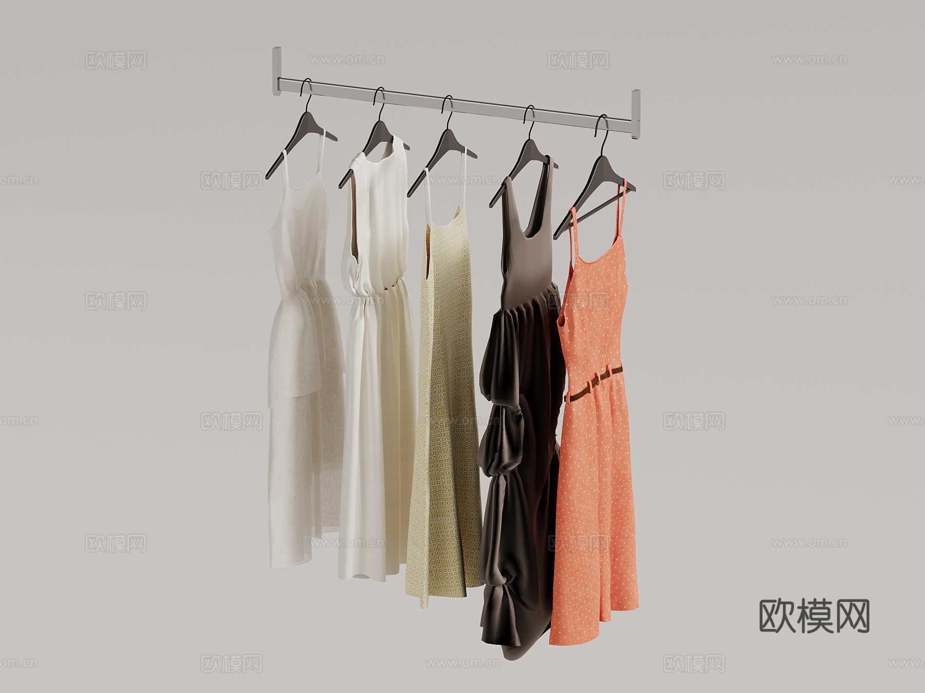 现代服装 女装 连衣裙su模型