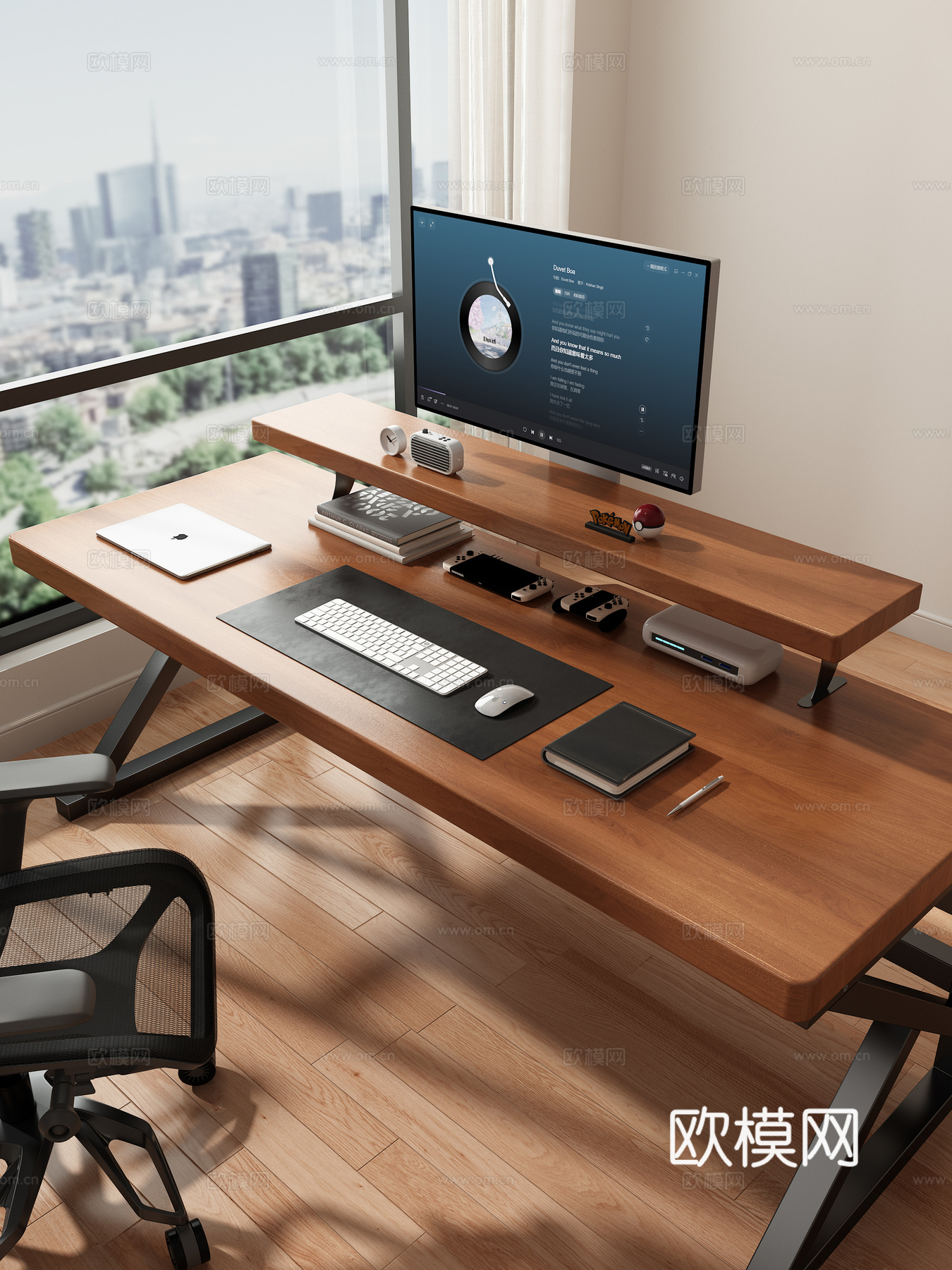 电脑桌椅 书桌椅 电脑用品 笔记本 手柄 音响3d模型