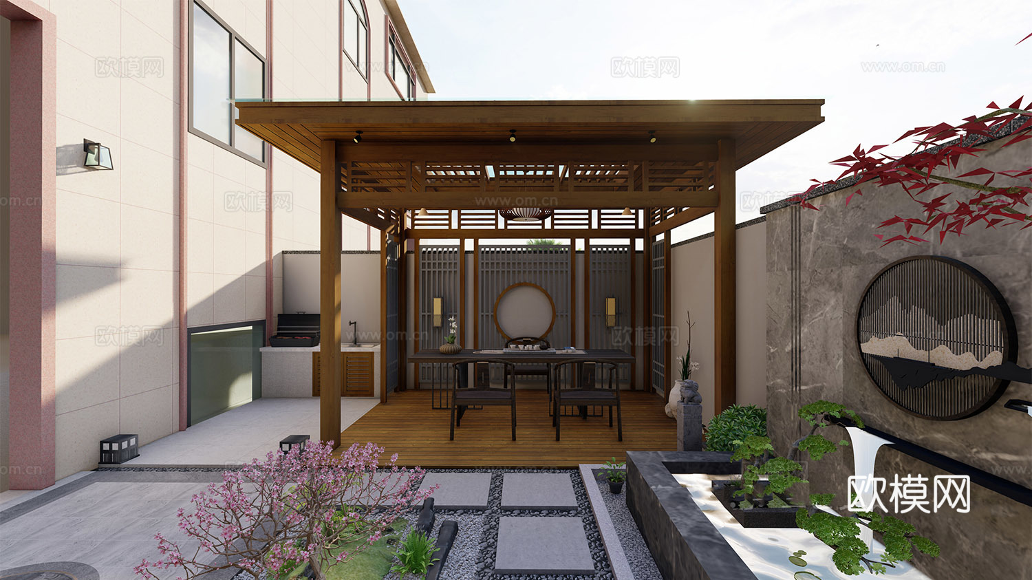 现代屋顶花园 露台景观su模型