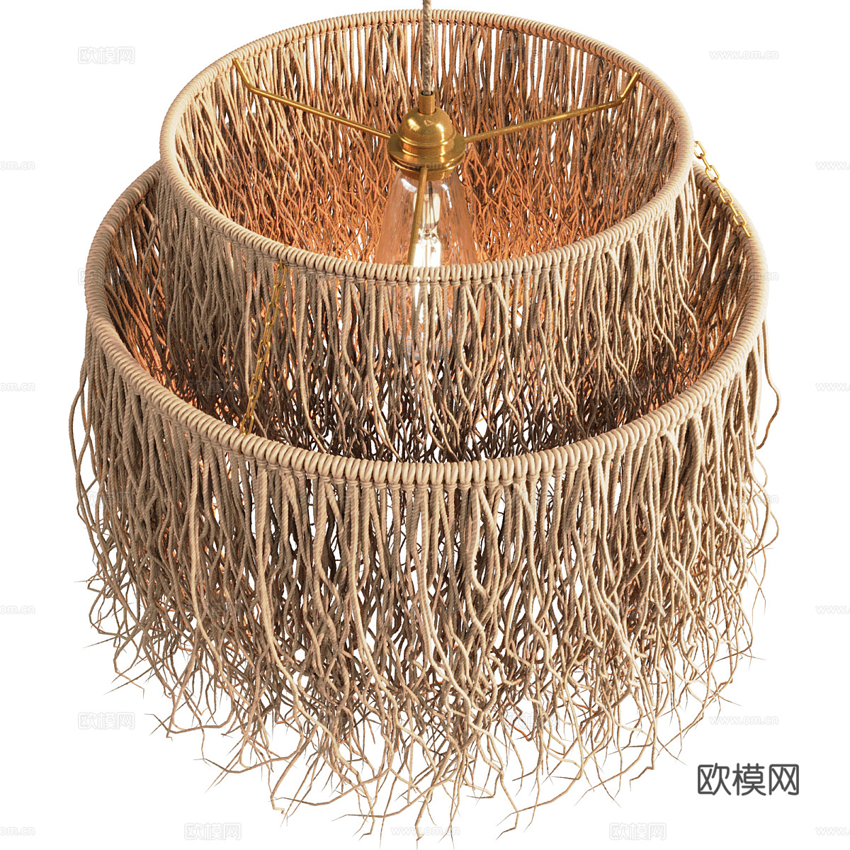 新中式侘寂藤编装饰吊灯3d模型