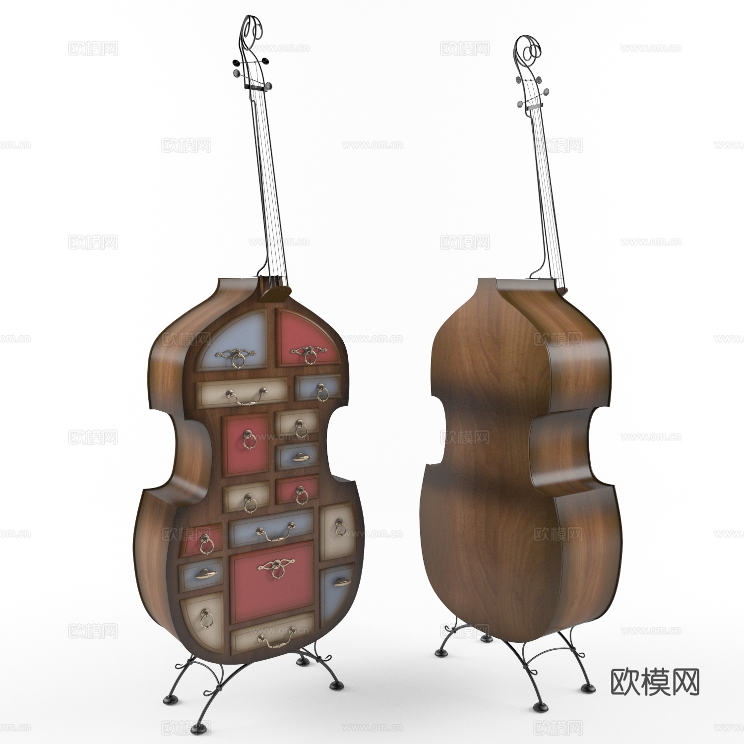 现代意式大提琴装饰柜 抽屉柜3d模型