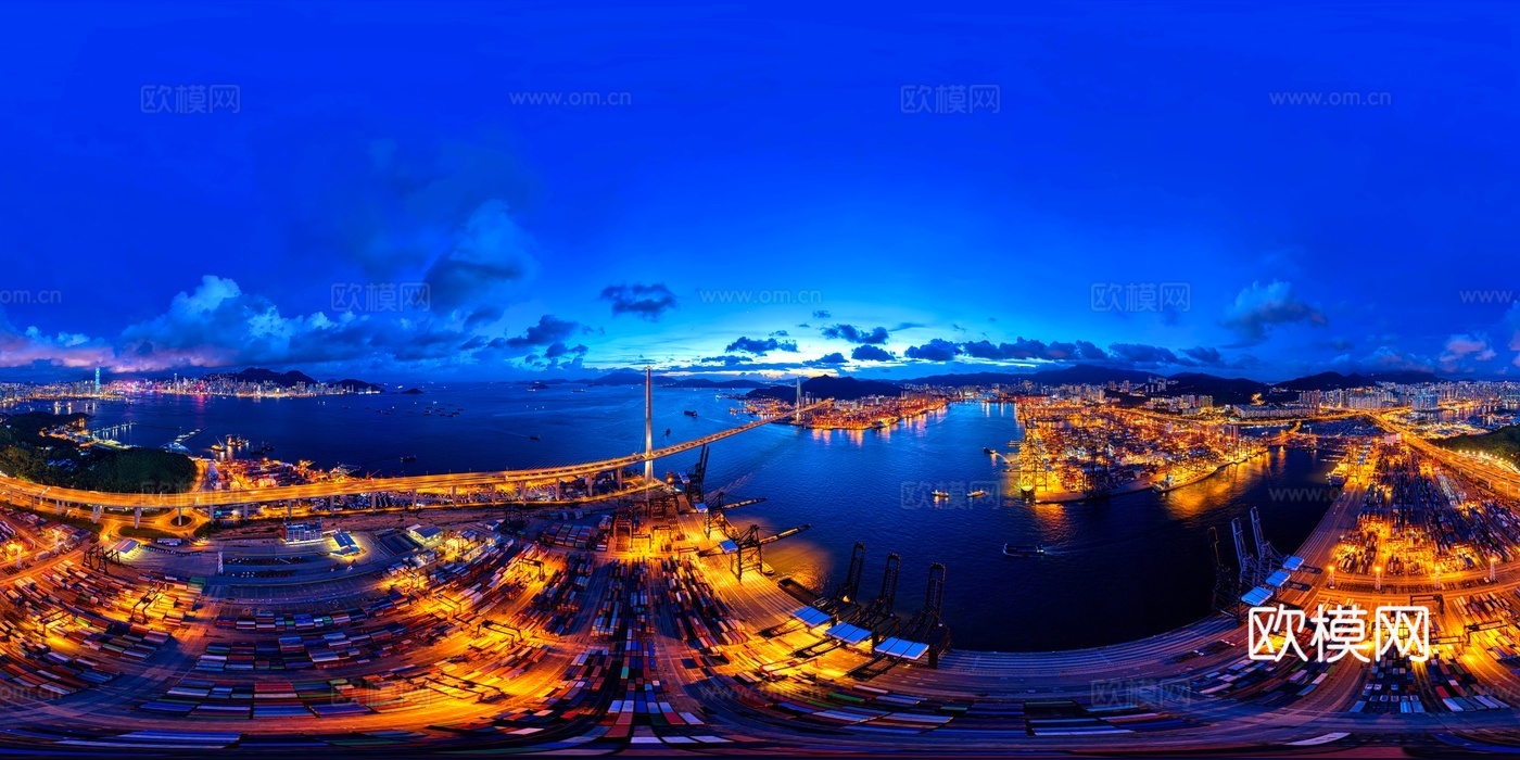 高清城市夜景城市黄昏鸟瞰HDR图