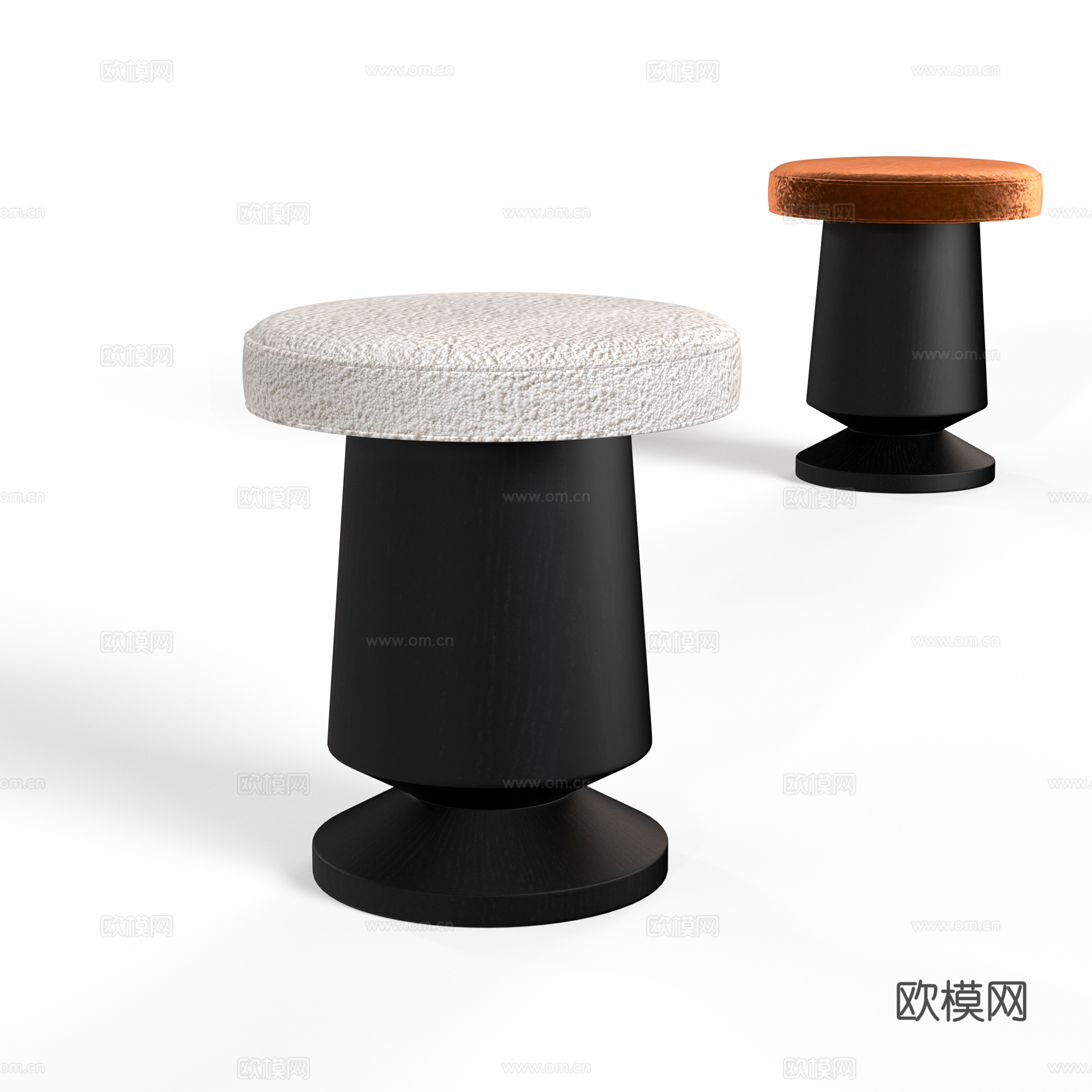 现代圆凳 茶桌凳 沙发凳 木凳 坐墩 梳妆凳3d模型