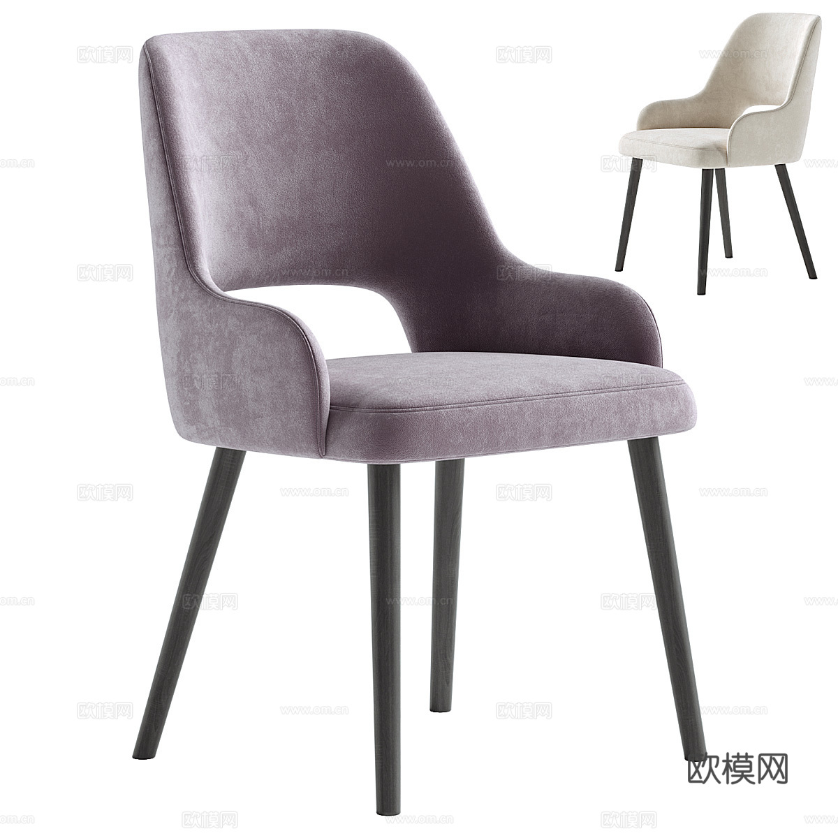 现代意式布艺单椅3d模型
