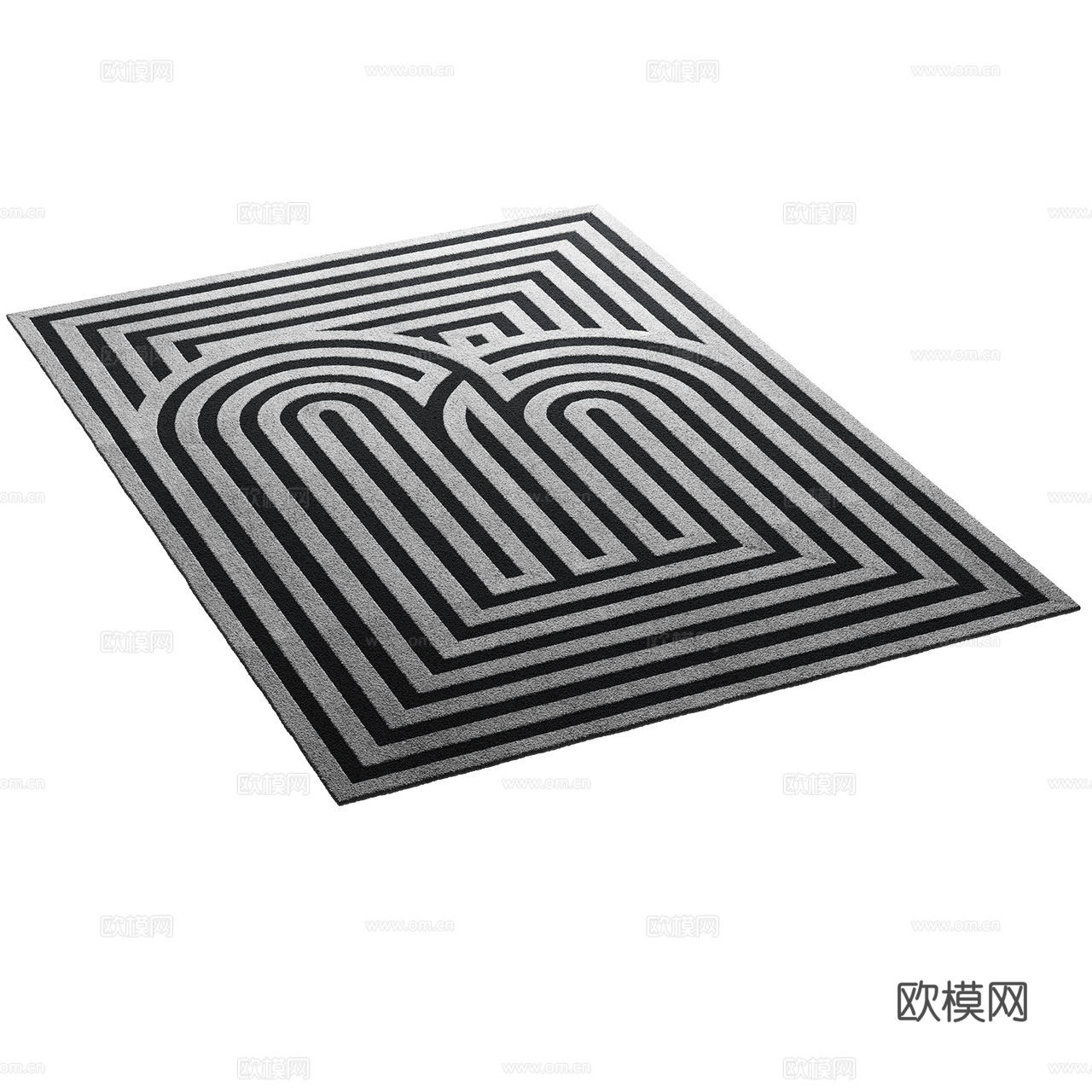 Feyyn 经典黑白地毯 条纹地毯 极简地毯 抽象地毯3d模型