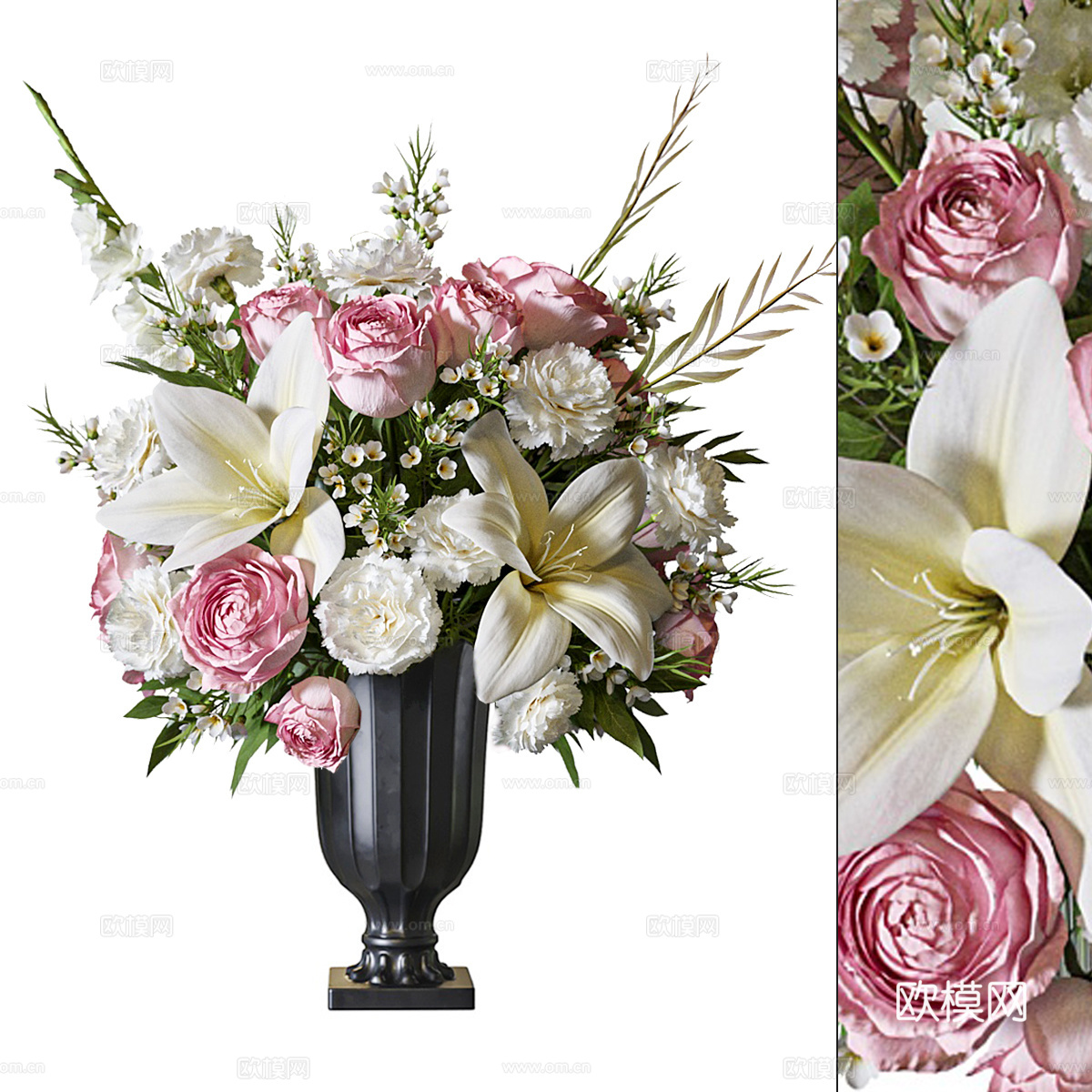 现代法式花艺摆件 艺术插花 鲜花花卉 绿植摆件 桌面摆件3d模型