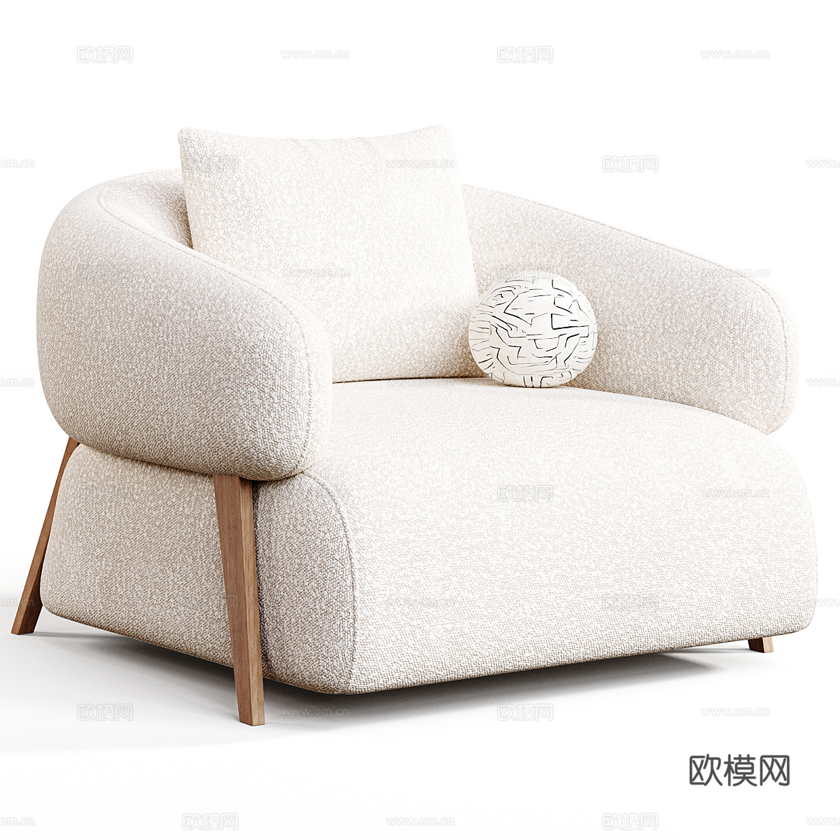 新中式布艺扶手椅3d模型