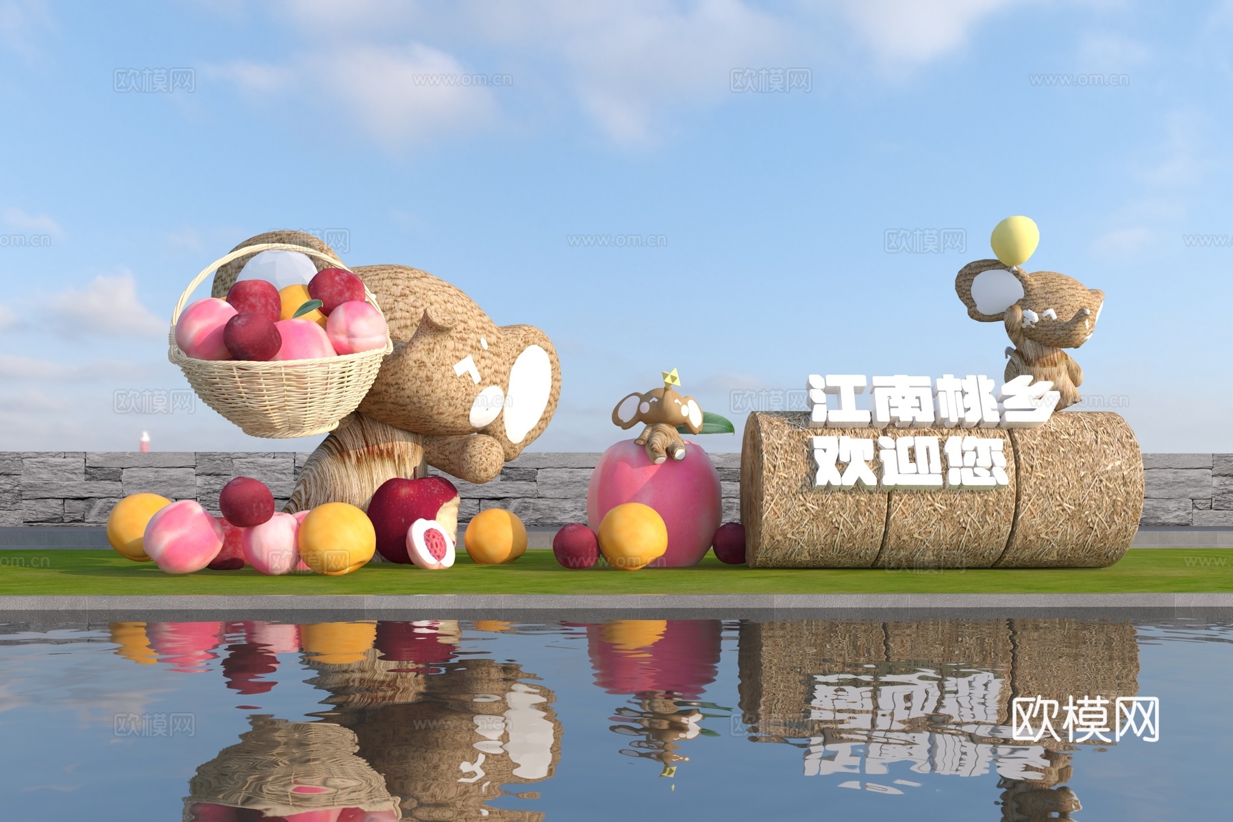 现代乡村景观雕塑小品3d模型