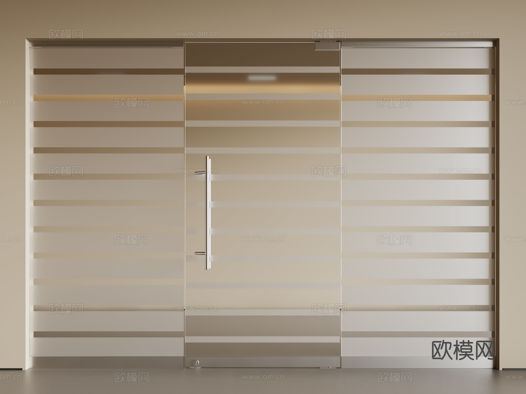现代办公玻璃门 磨砂玻璃门3d模型